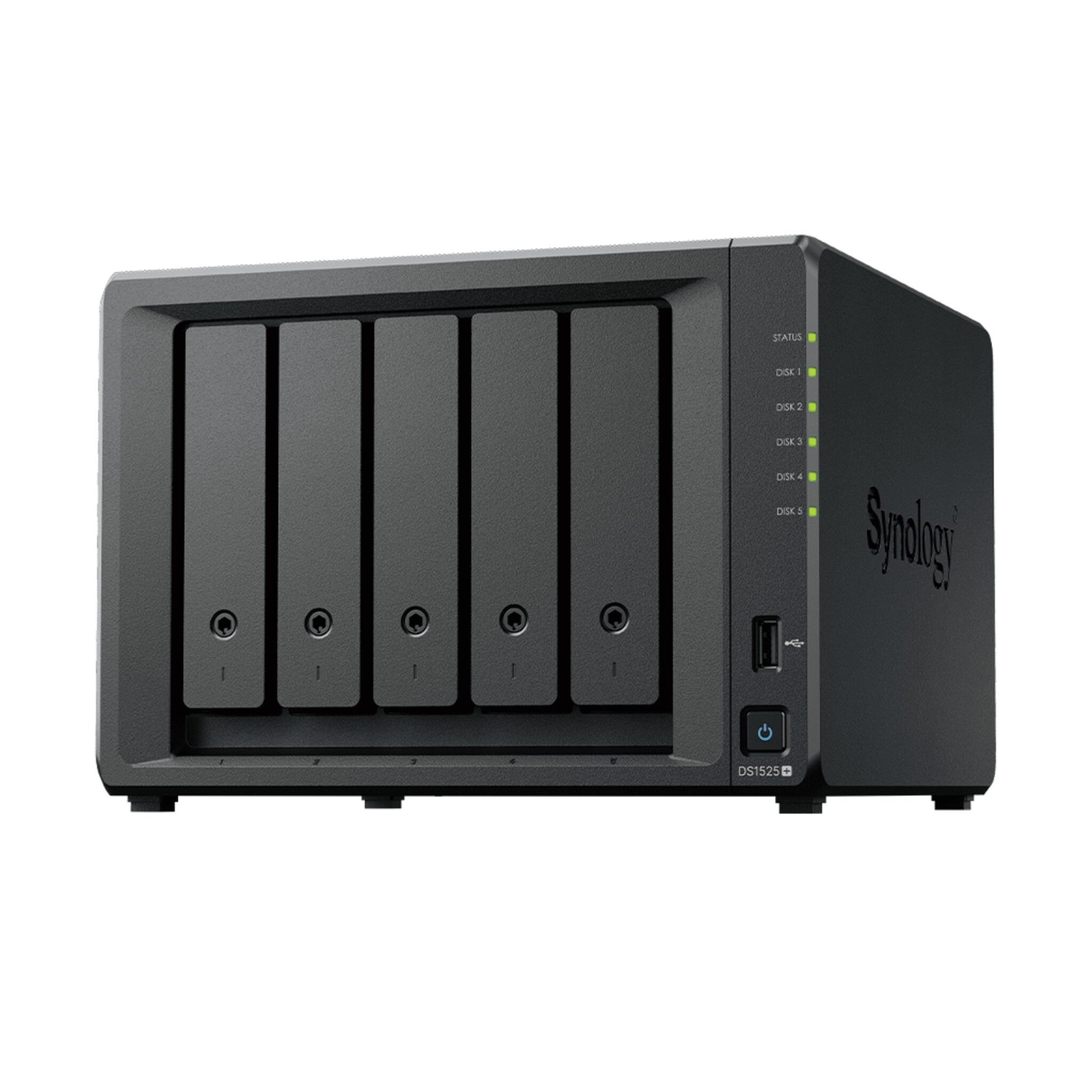 NAS DiskStation DS1525+ | 5 Bahías | Expansión hasta 15 Bahías | 2 Puertos 2.5GbE | Soporte 10GbE | Almacenamiento en Caché SSD | Hasta 300 TB de Capacidad | Compatible con Virtualización y Vigilancia. DS1525+