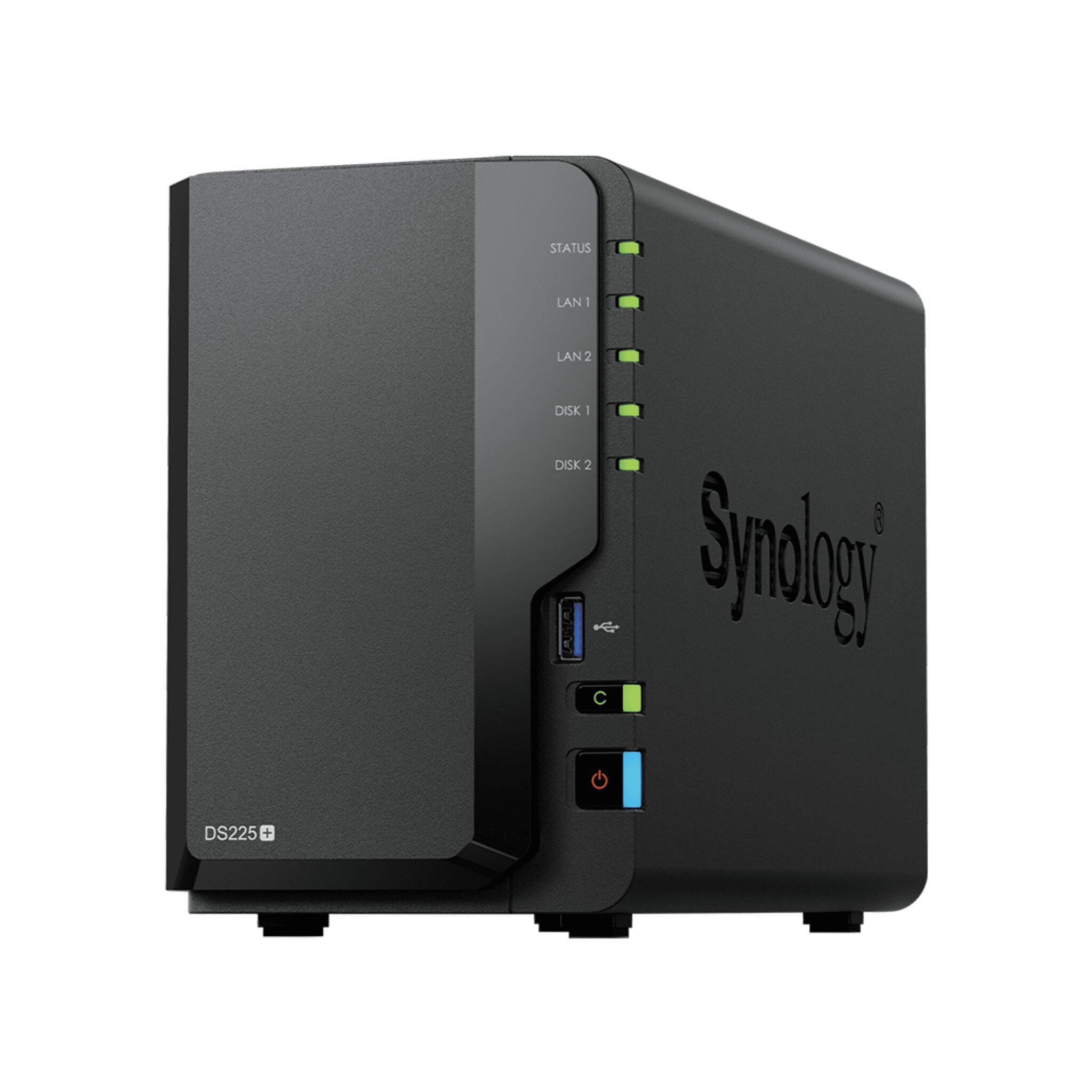NAS DiskStation DS225+ | 2 Bahías | Intel Celeron J4125 | 2 GB DDR4 | Hasta 40 TB | Puertos 1GbE y 2.5GbE | USB 3.2 Gen 1 | Compatible con RAID | Synology DSM. DS225+
