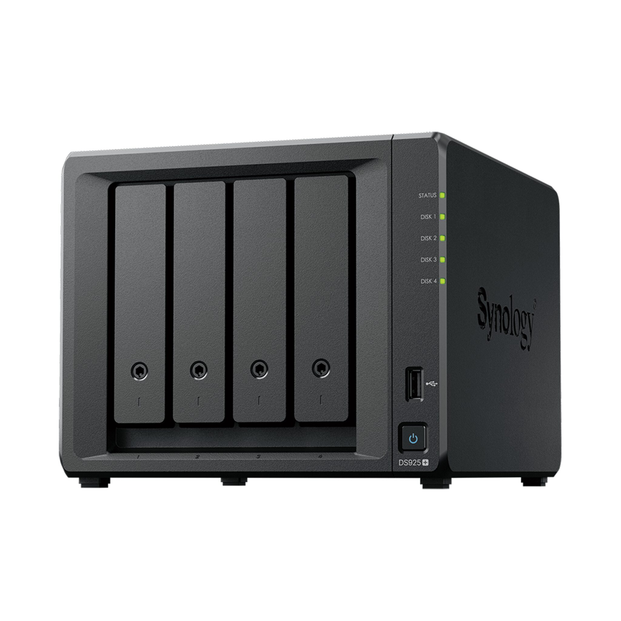 NAS DiskStation DS925+ | 4 Bahías | Expandible a 9 Bahías | 2 Puertos 2.5GbE | 2 Ranuras M.2 NVMe | AMD Ryzen V1500B | 4 GB DDR4 ECC | Hasta 565 MB/s Escritura Secuencial | Compatible con RAID | Synology DSM. DS925+