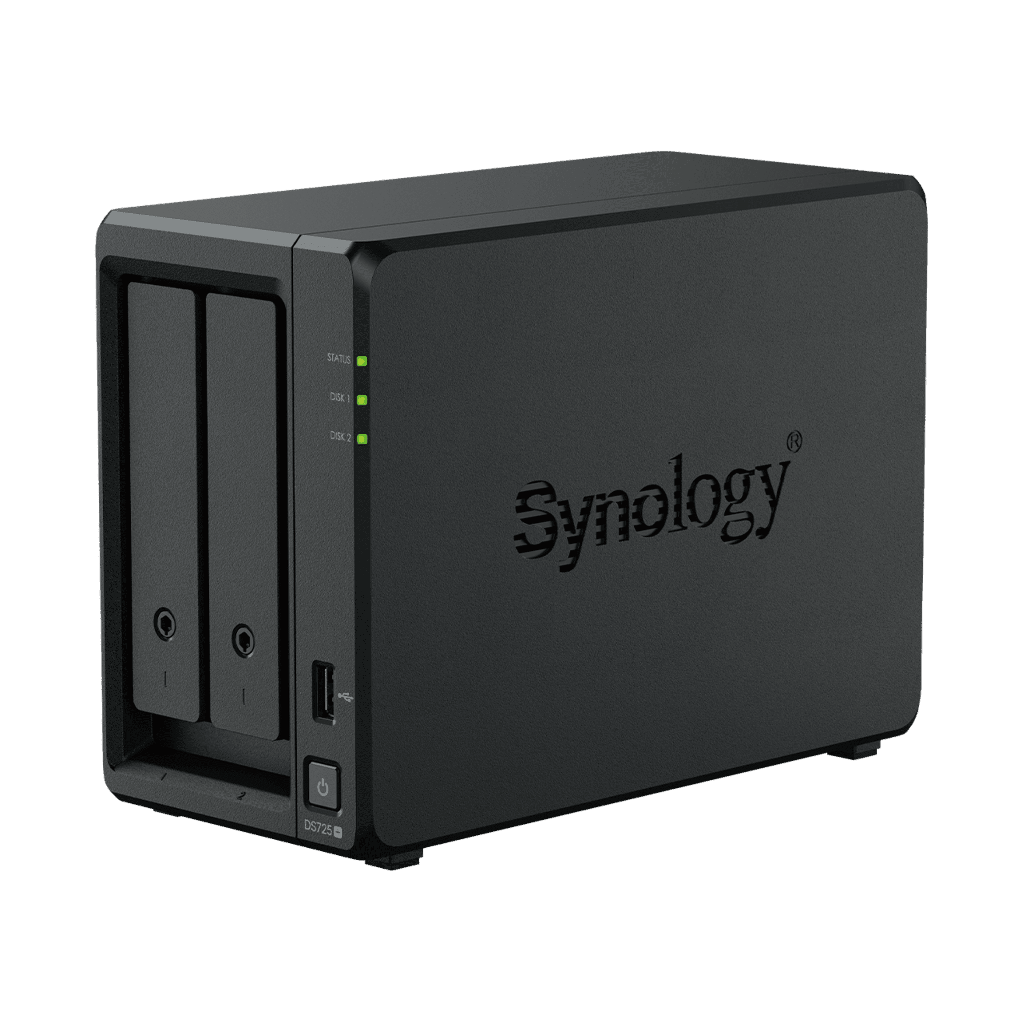NAS Synology DiskStation DS725+ | 2 Bahías | Expandible hasta 7 Unidades | 2 Ranuras M.2 NVMe | Puerto 2.5GbE | Rendimiento 276 MB/s Lectura y 224 MB/s Escritura | Compatible con Unidad de Expansión DX525. DS725+