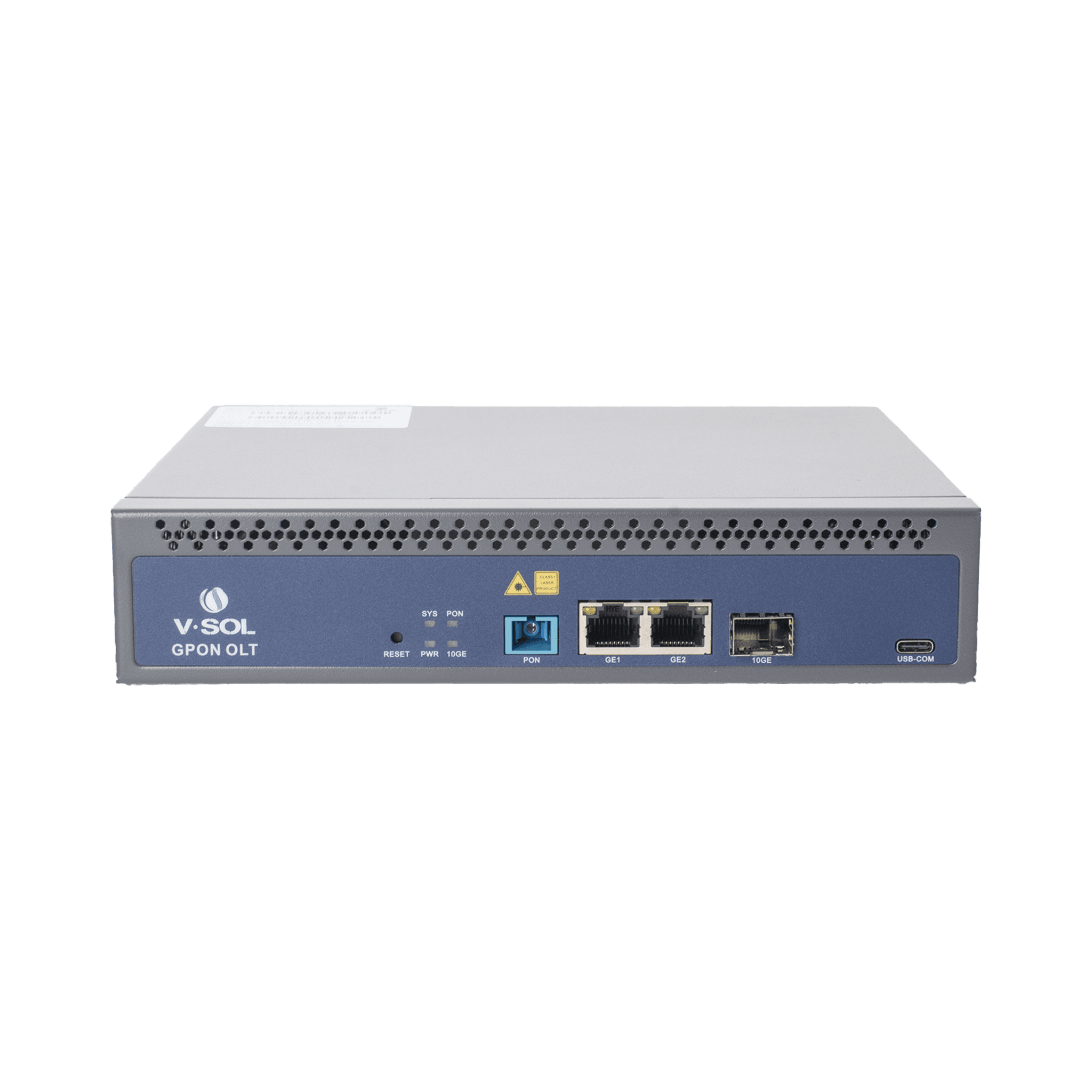 OLT de 1 puerto GPON SC/UPC + 3 puertos Uplink (2 puertos Gigabit Ethernet + 1 puerto SFP/SFP+), Fuente de alimentación redundante AC/DC , hasta 128 ONUS V1600GS-F
