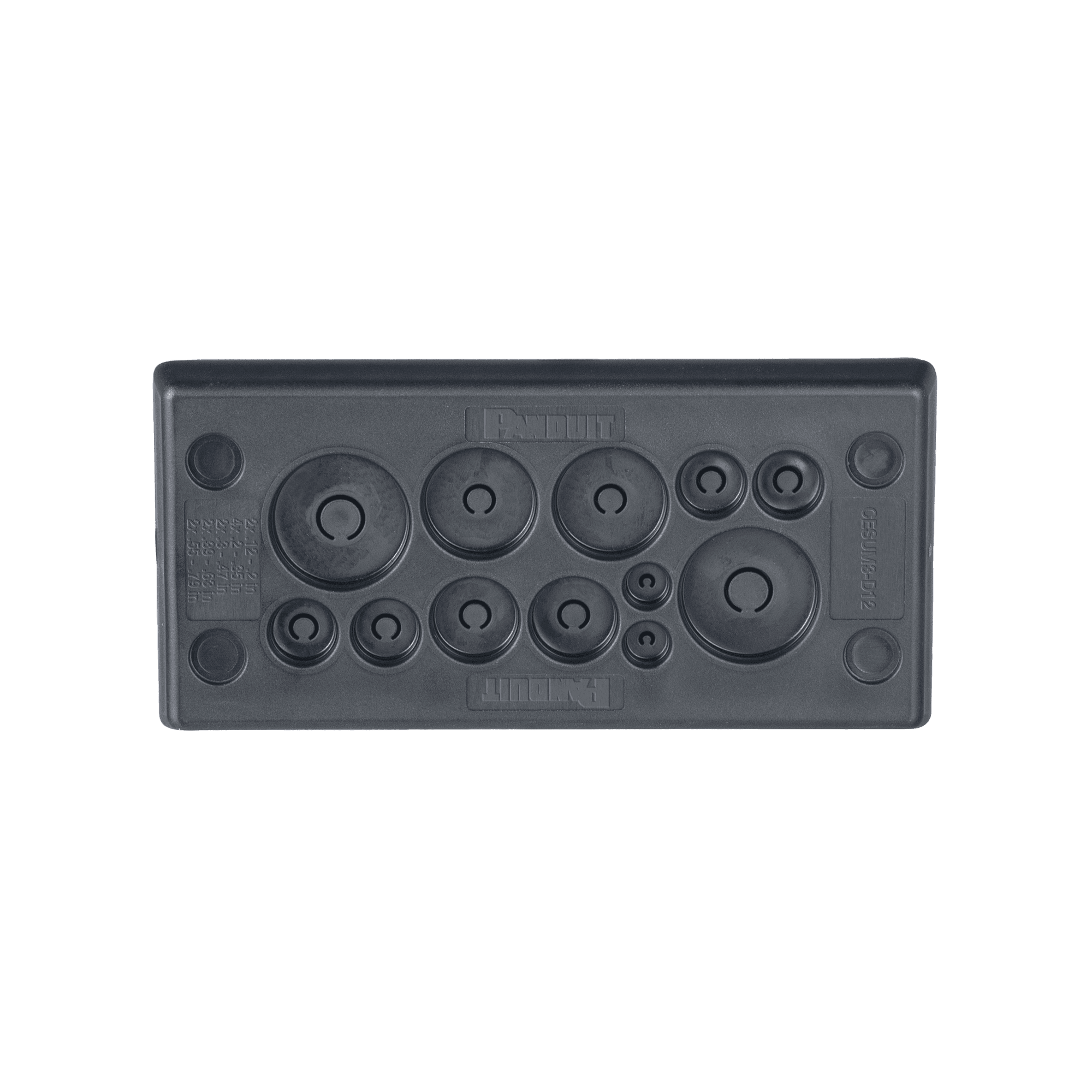 Pasacables Rectangular de Membrana, IP66, 3.39" x 1.42", 12 orificios, para Cables no Terminados. Color Negro CESUM3-D12
