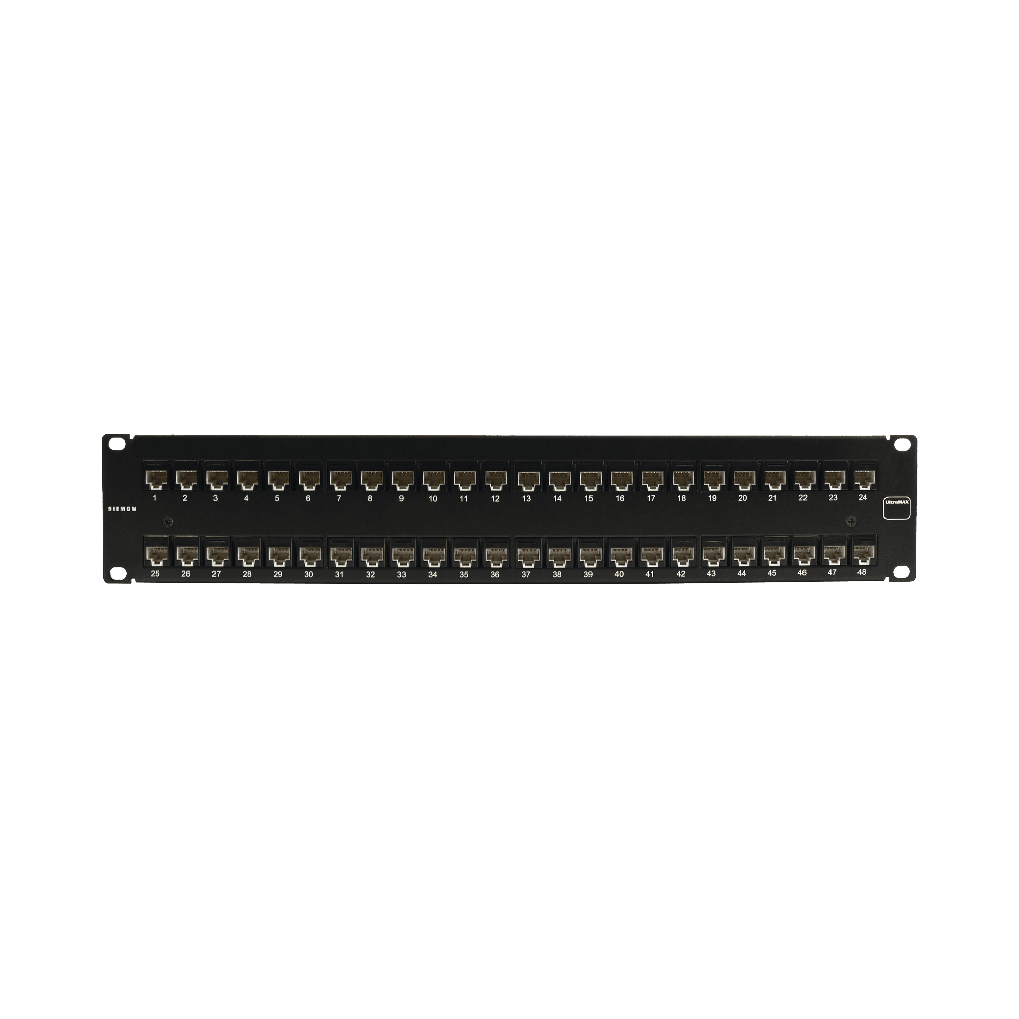 Patch Panel UltraMAX. UTP, Precargado con Jacks Cat6, 48 Puertos, Plano, 2U UP6-F2-48L-RS