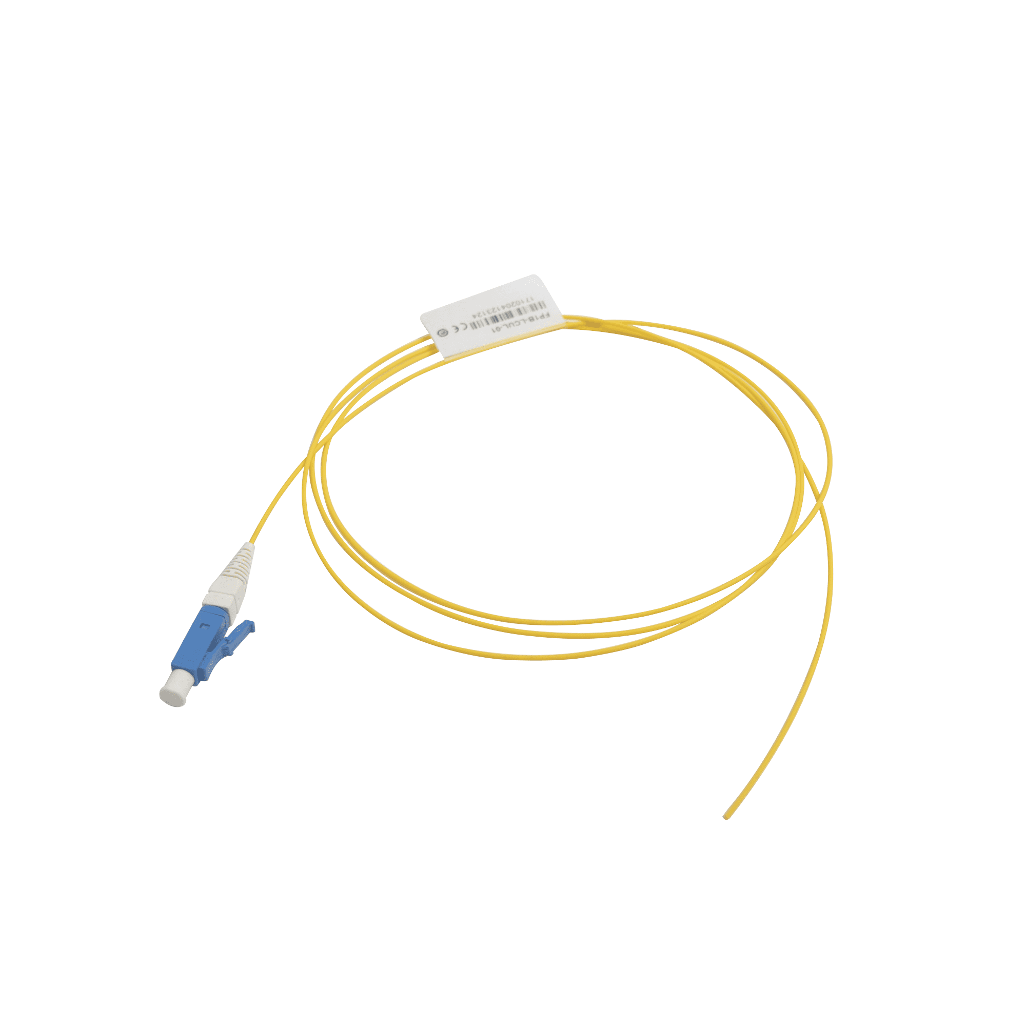 Pigtail de Fibra Óptica LC/UPC Simplex, Monomodo OS1/OS2 XGLO, OFNR, Color Amarillo, 1 Metro FP1B-LCUL-01