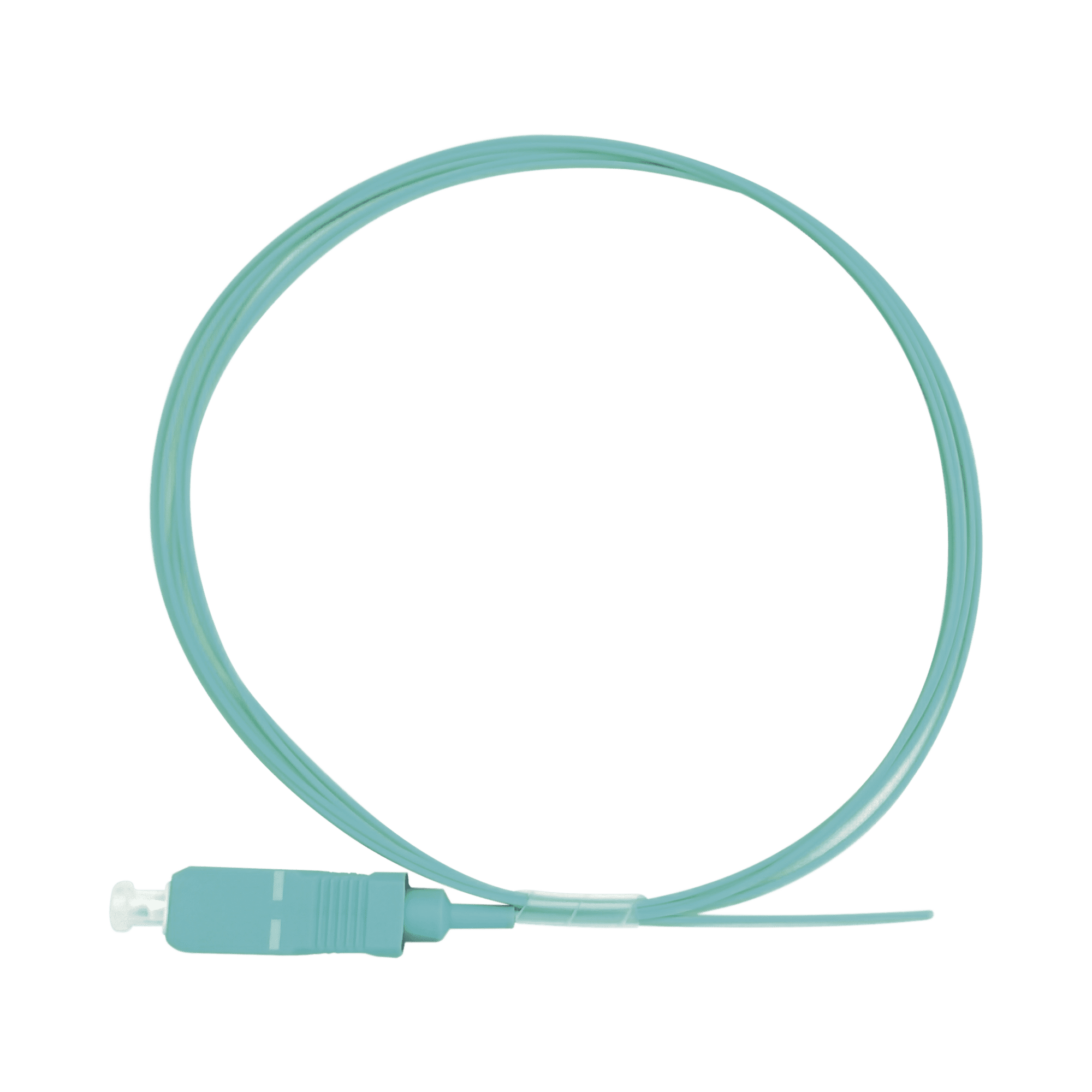 Pigtail de Fibra Óptica Simplex SC, PVC, OM3 50/125, Aqua, 1 metro LP-FOM3-SC-01