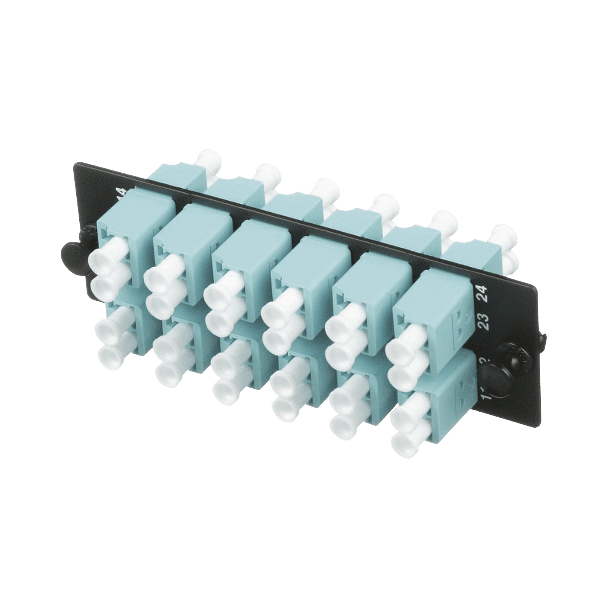 Placa Acopladora de Fibra Optica FAP, Con 12 Conectores LC Duplex (24 Fibras), Para Fibra Multimodo OM3/OM4, Color Aqua FAP12WAQDLCZ
