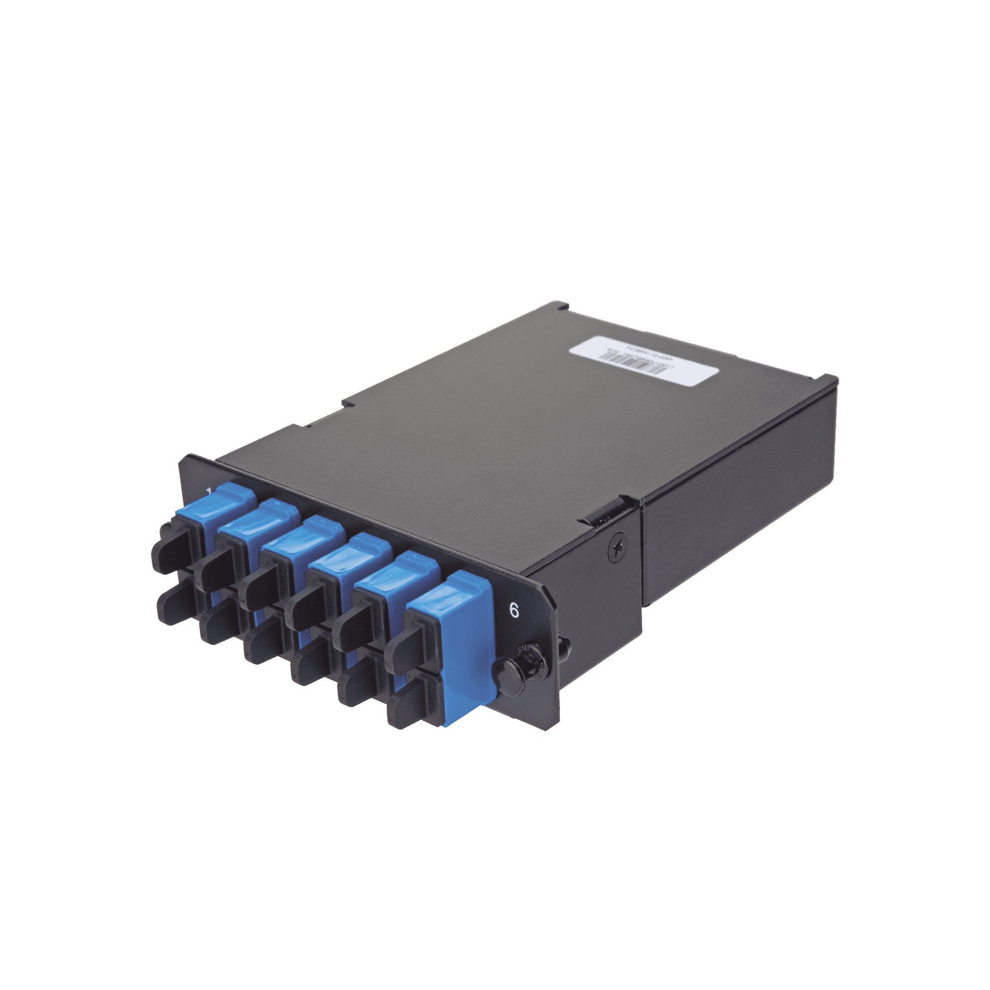 Placa Acopladora de Fibra Óptica FAP, Con 12 Pigtails y 6 Conectores LC Duplex (12 Fibras), Para Fibra Monomodo OS1/OS2, Color Azul FCS9N-12-10P