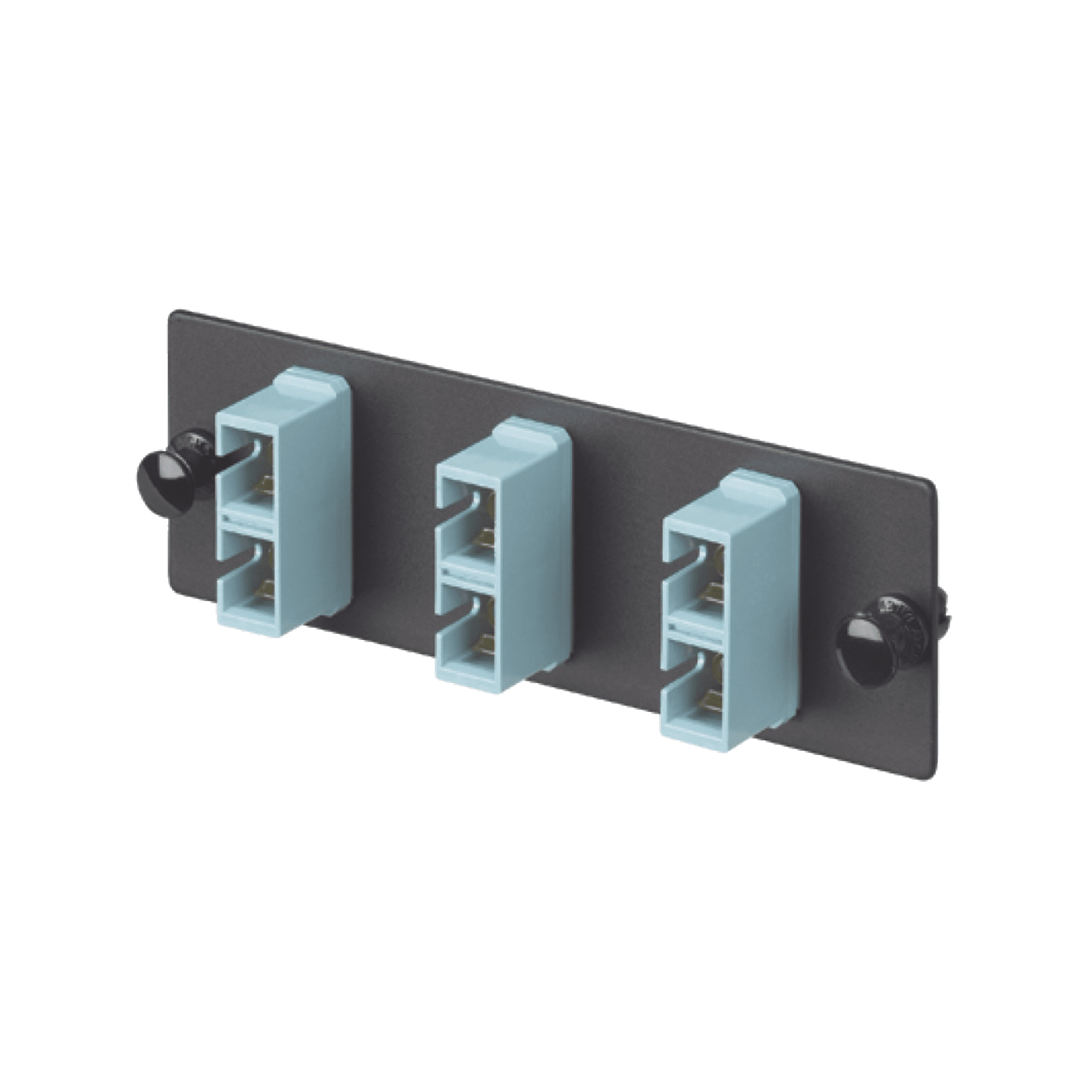 Placa Acopladora de Fibra Optica FAP, Con 3 Conectores SC Duplex (6 Fibras), Para Fibra Multimodo OM3/OM4, Color Aqua FAP3WAQDSCZ