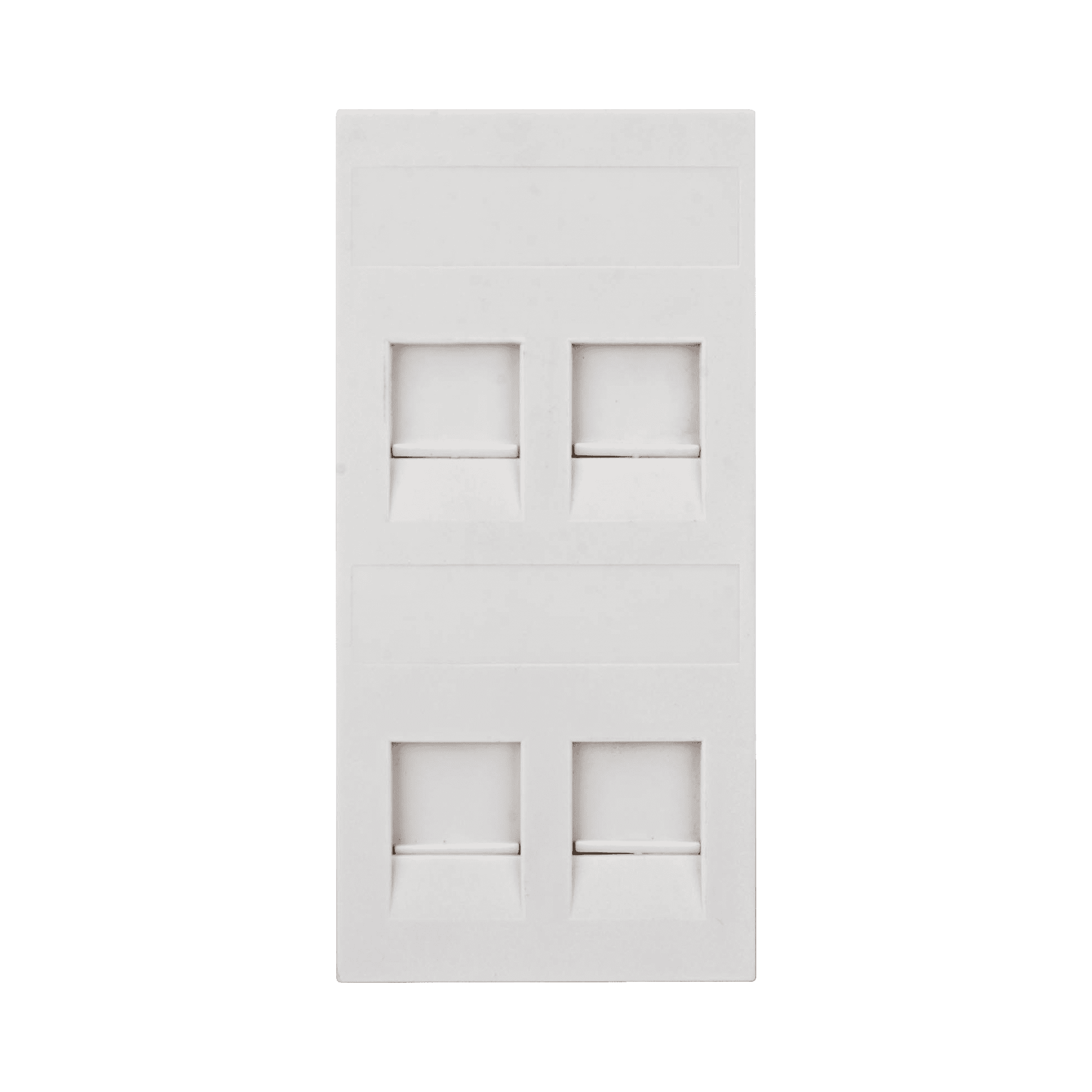 Placa Plana de Voz y Datos con Guardapolvo para 4 RJ45 / Color Blanco / 4 Puertos para Jacks Keystone / Compatible con Cajas de Pavimento SM-CPAV-2 y SM-CPAV-4 / Modelo S76C/9 SM-FP-4-KEY