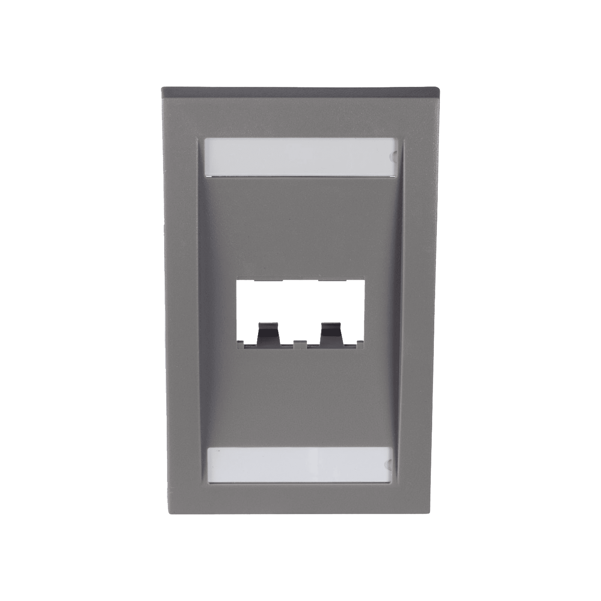Placa de Pared Vertical Ejecutiva, Salida Para 2 Puertos Mini-Com, Con Espacios Para Etiquetas, Color Gris CFPE2IGY