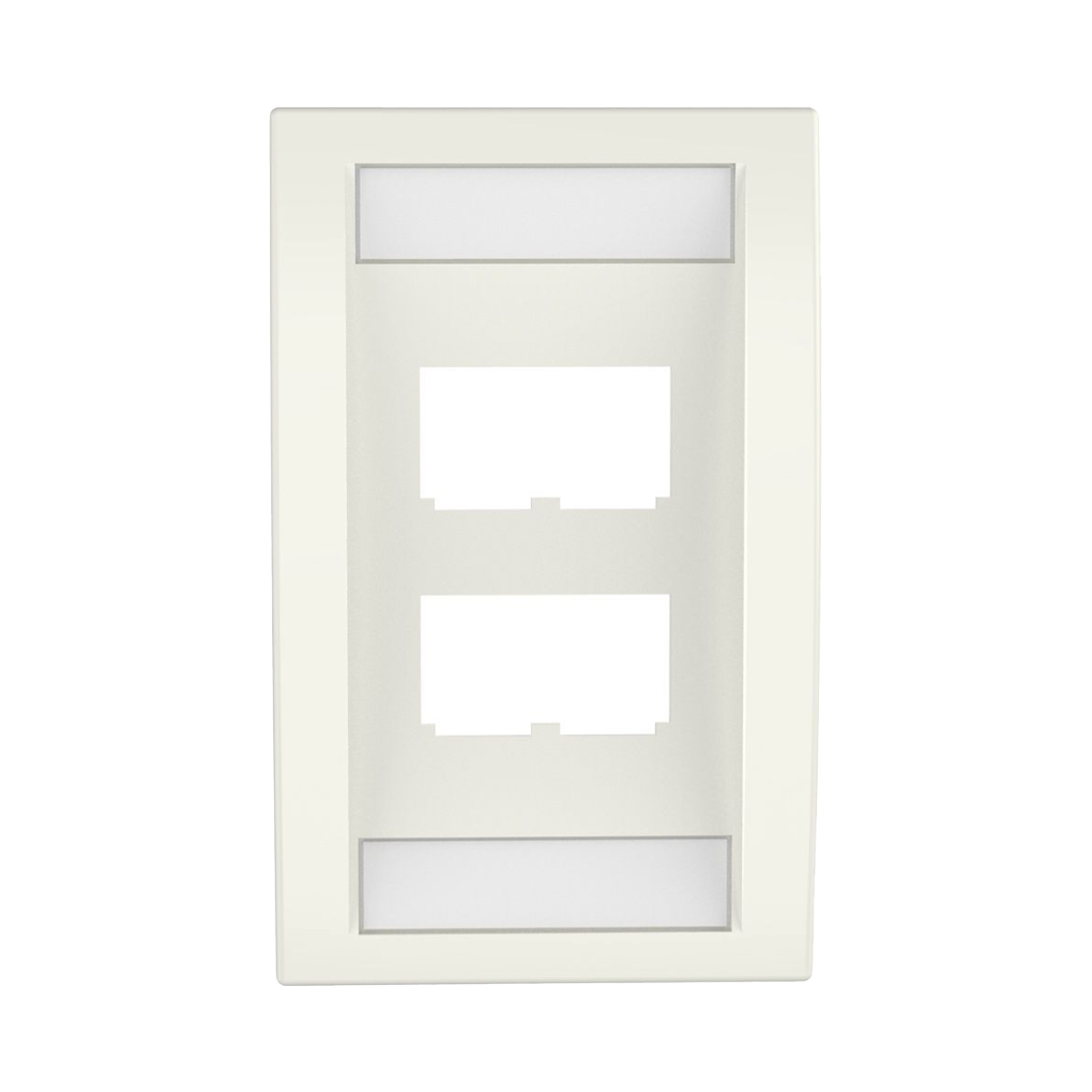 Placa de Pared Vertical Ejecutiva, Salida Para 4 Puertos Mini-Com, Con Espacios Para Etiquetas, Color Blanco Mate CFPE4IWY