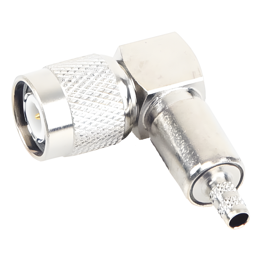 Conector TNC Macho en Ãngulo Recto para Cable RG-58/U, LMR-195 NÃquel/ Oro/ Teflón.â?? RFT-1218