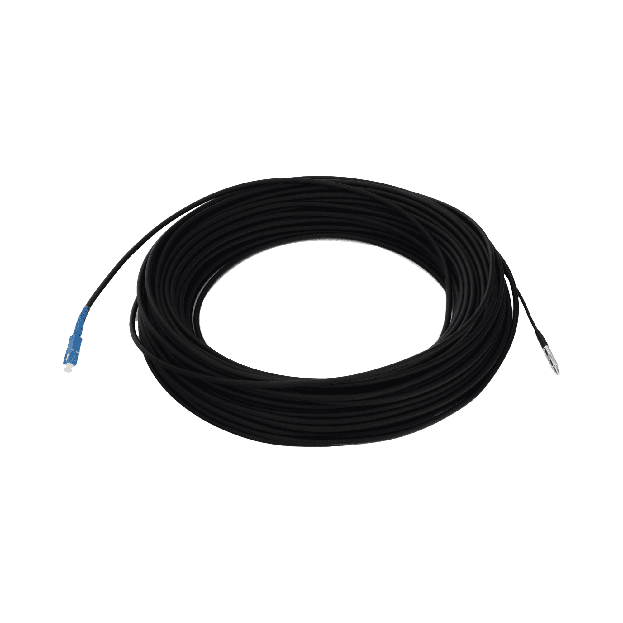 Rollo de Fibra Óptica Drop Redonda G657A2 Monomodo Simplex de 100 Metros con Conectores SC/UPC-SC/UPC para Instalaciones Aéreas, Subterráneas o a la Intemperie LP-100-SCU