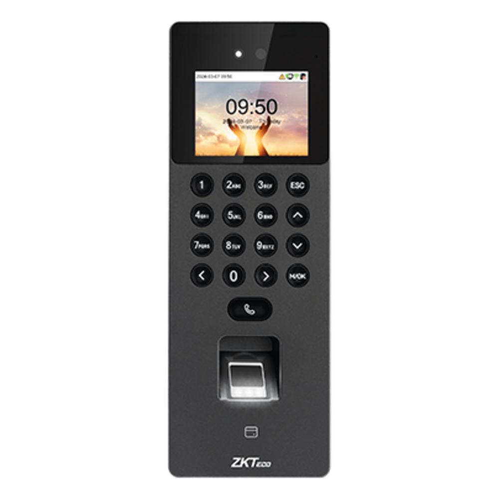 Terminal de Control de Acceso Multi-biométrico / Cámara Binocular 1MP / 3,000 Capacidades de Plantilla / Video Intercomunicador (SIP) / Varias Autenticaciones / Compatible ONVIF y SIP / Firmware AC y TA Push / Compatible con ZkbioZlink SENSEFACE2A
