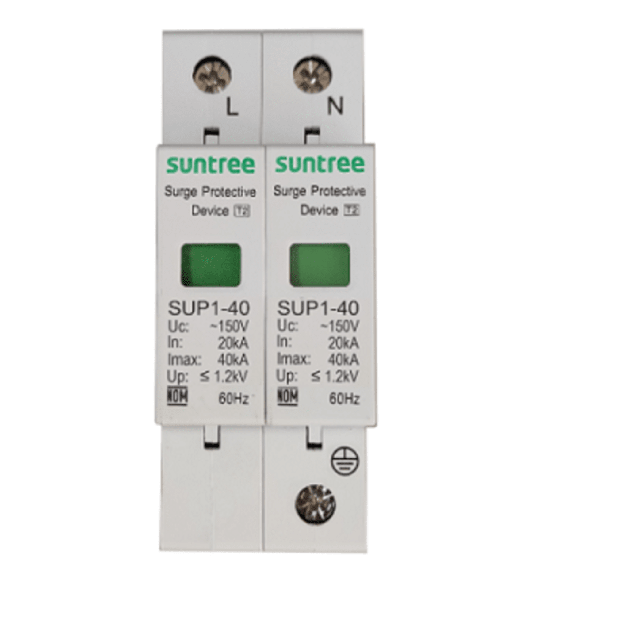 Supresor de Picos Transitorios de Voltaje, Diseñado Para Sistemas Fotovoltaicos, Uso en Corriente Alterna 220 Vca ,2 Polos. SUP1H40/220VAC/2P