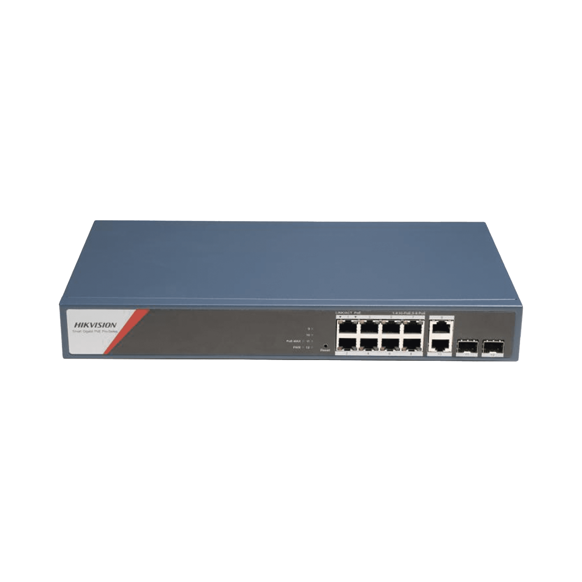 Switch Gigabit PoE+ / Administrable / 8 Puertos 1000 Mbps PoE+(4 Puertos PoE++ 90 W) / 2 Puertos 1000 Mbps de Uplink / 2 Puertos SFP / Configuración Nube Hik-PartnerPro / Modo Extendido hasta 300 Metros / 130 W DS-3E1512HP-SI-8P2T2F