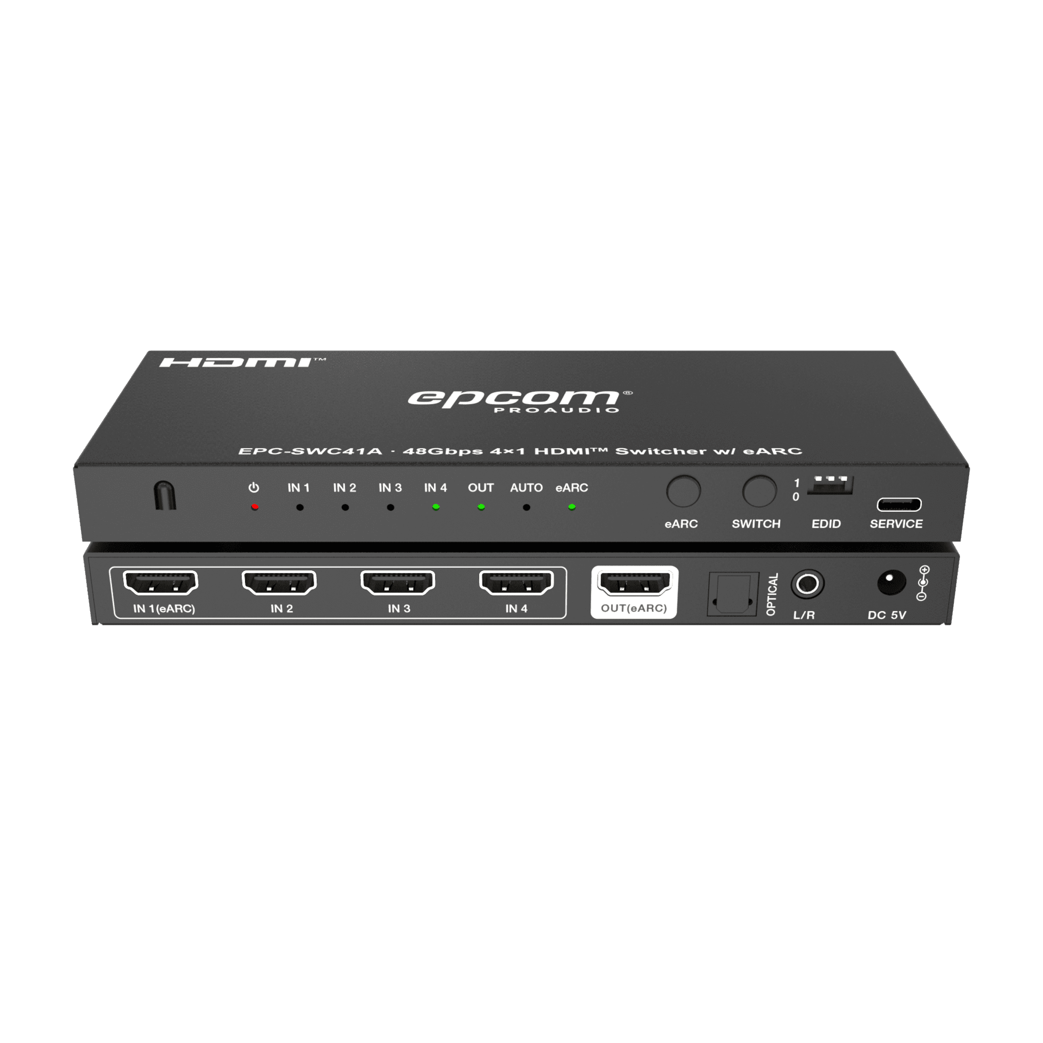 Switch HDMI 4x1 | 8K@60Hz 4:2:0 | 48 Gbps | ARC/eARC | Extracción de Audio | Gestión EDID | Control CEC EPC-SWC41A