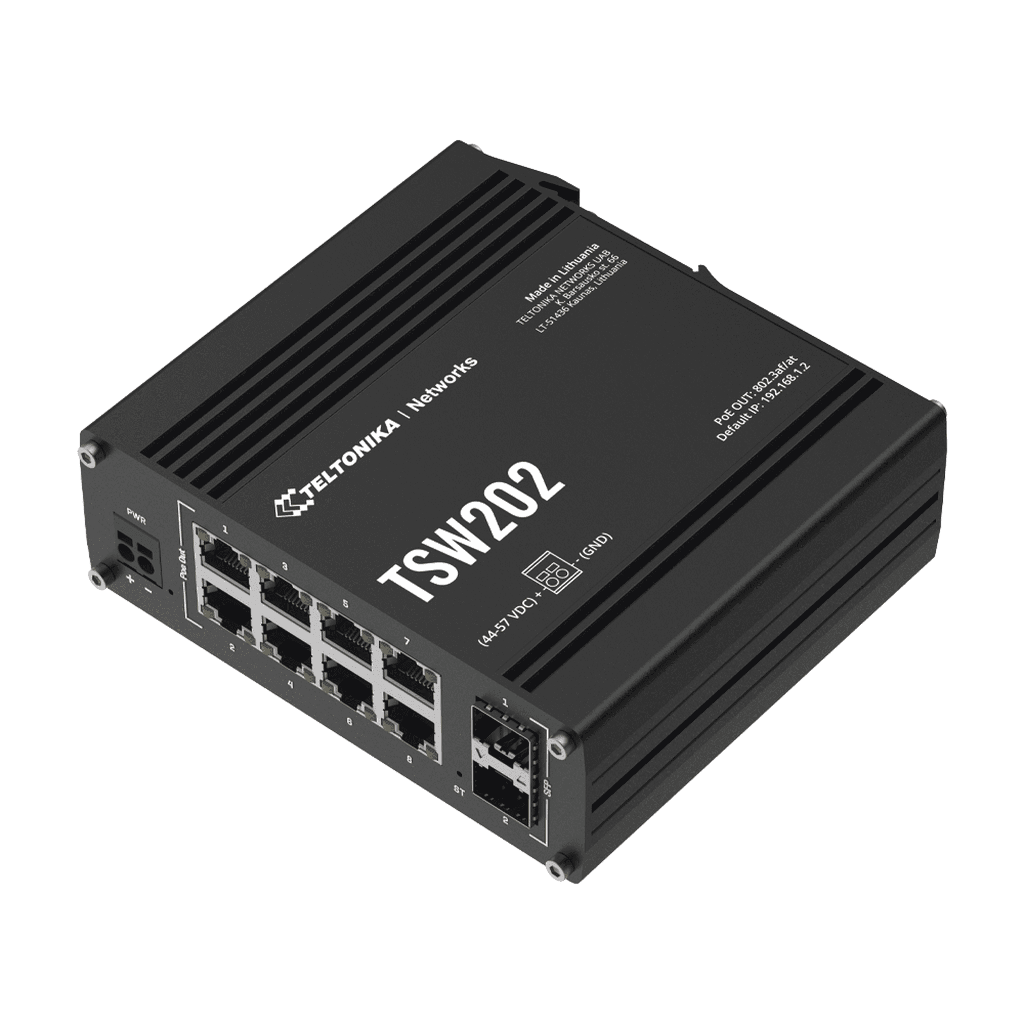 Switch Industrial Administrable L2, 8 puertos PoE 802.3af/at, Soporta Profinet TSW202