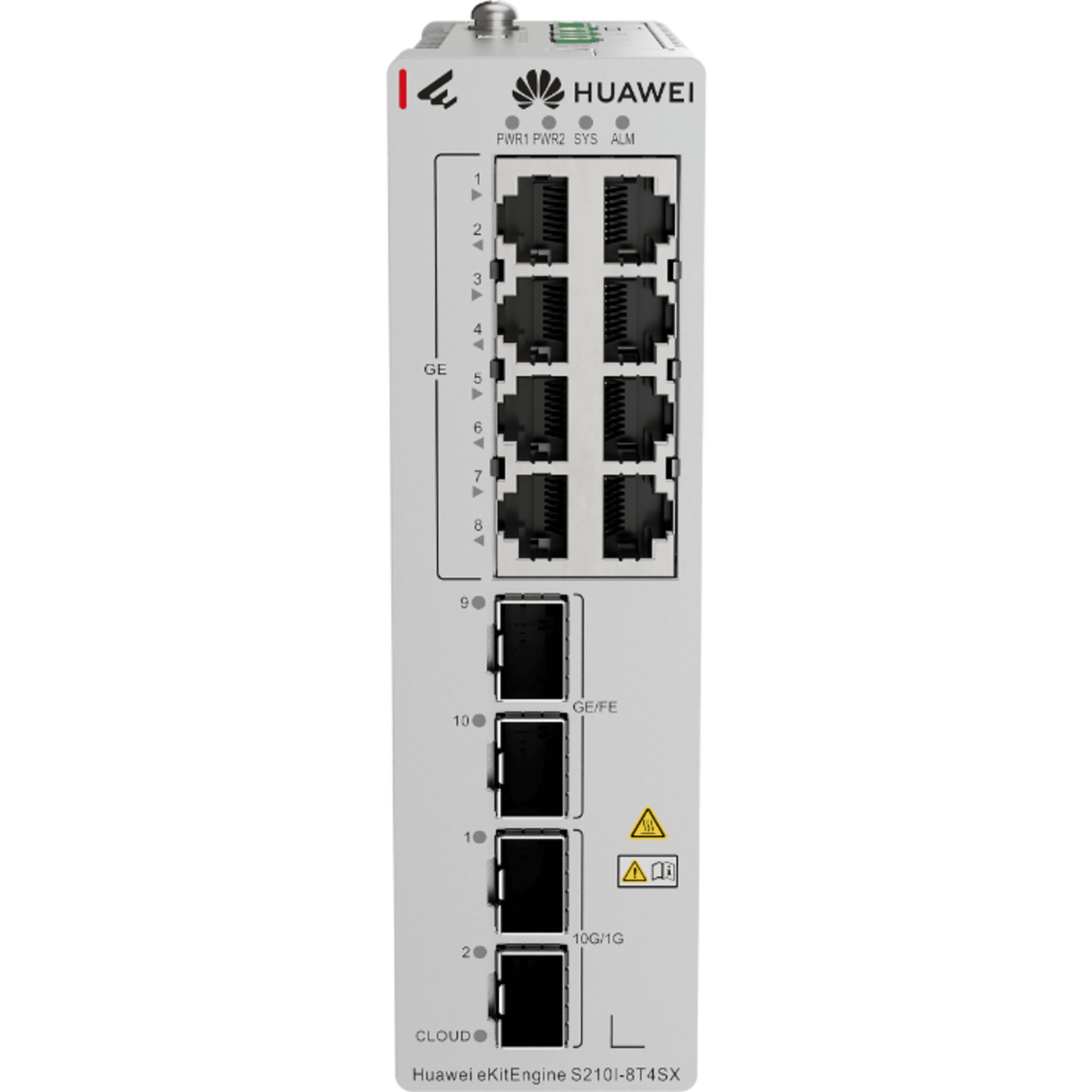 Switch Industrial eKit / 8 Puertos Gigabit + 2 SFP + 2 SFP+ / Montaje en Riel DIN / Fuente Redundante 1+1 : 9.6 a 50 VCD / Libre de licenciamiento / Gestión gratuita desde la Nube S210I-8T4SX