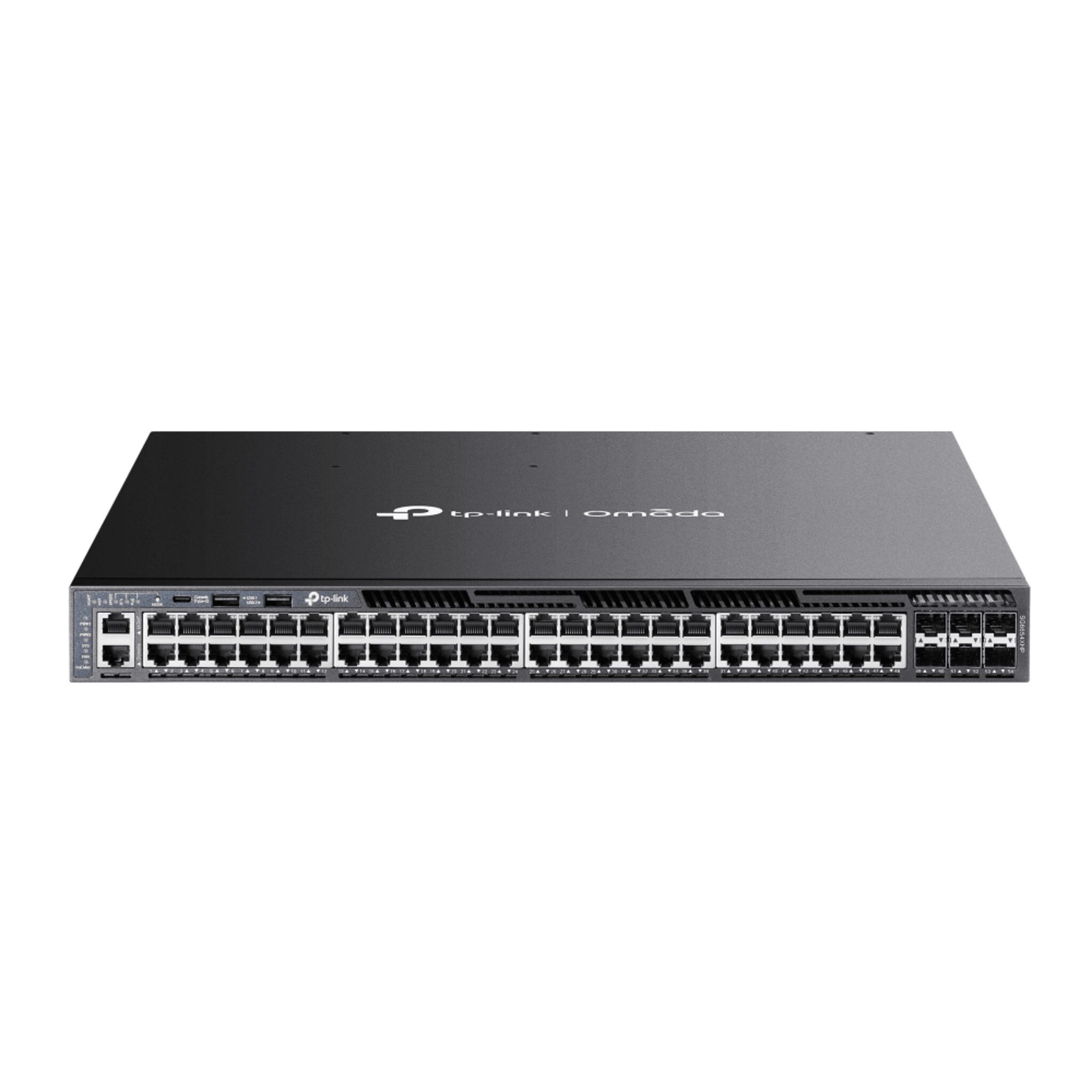 Switch Omada L3 SDN Administrable / 48 puertos Gigabit y 6 puertos SFP+ / Presupuesto PoE 1440 W / Funciones RIP, VRRP, Servidor DHCP / Administración centralizada OMADA / Fuente Redundante SG6654XHP