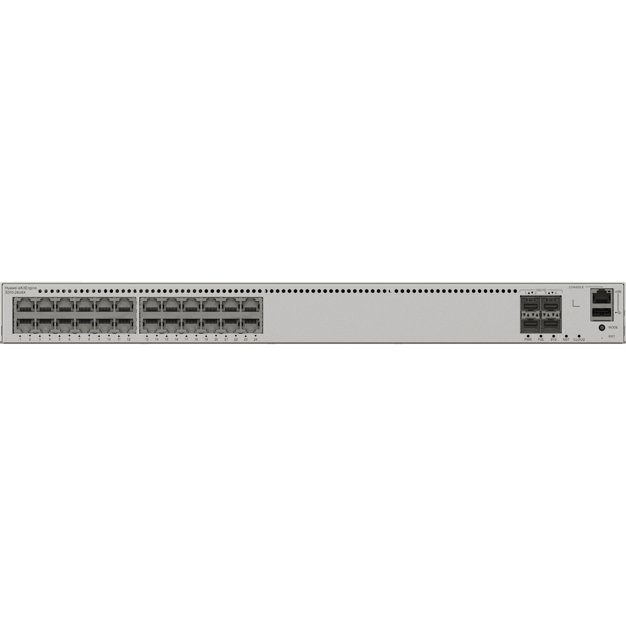 Switch eKit Distribución/Acceso Administrable Capa 3 / 24 Puertos Gigabit PoE++ & 4 Puertos SFP+ 10 Gbps / PoE Budget 2,268 W / Soporta iStack / Gestión Gratuita desde la Nube / Sin Licenciamiento S310-24U4X
