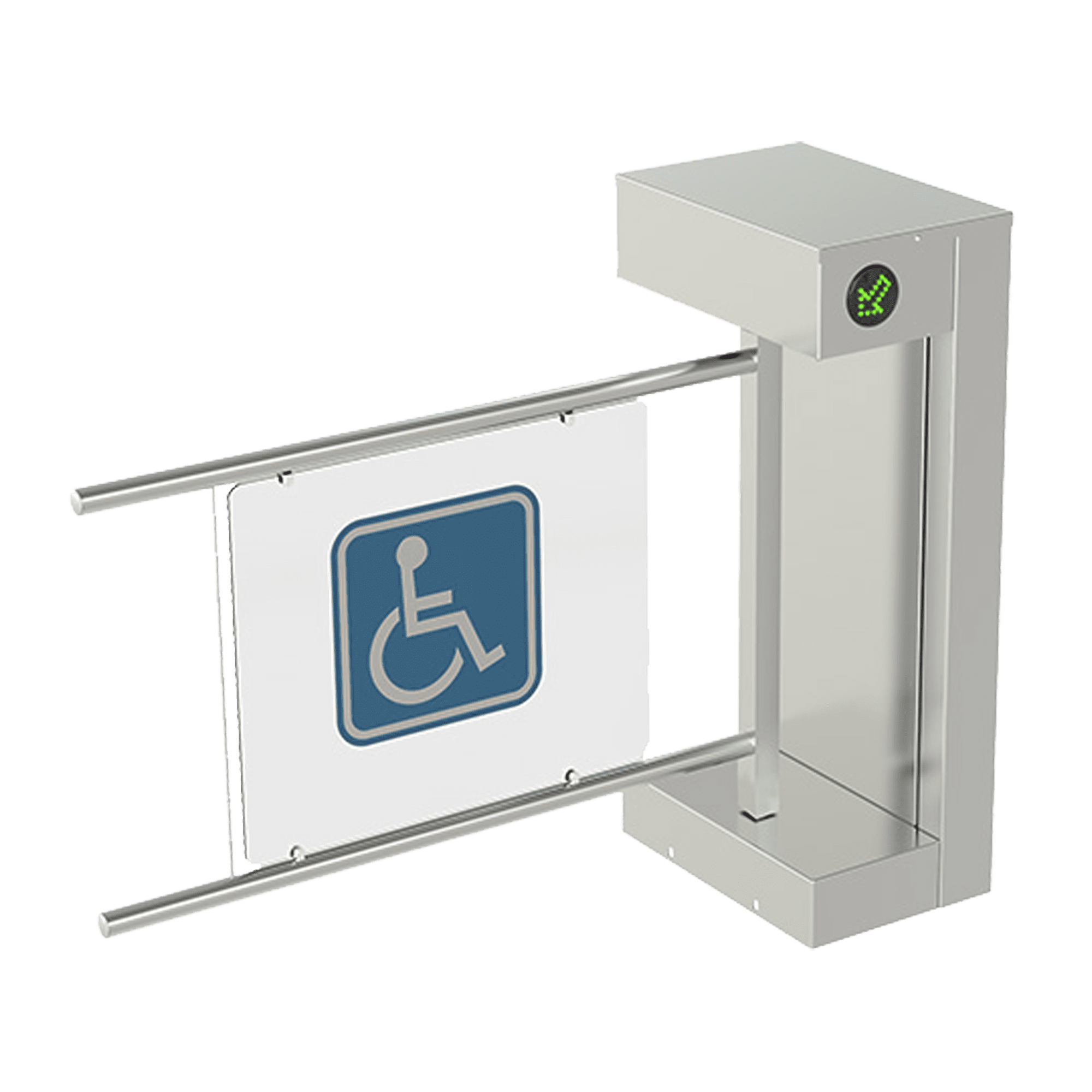 Torniquete De Cortesía Motorizado / Acabado En Acero Inoxidable Con Hoja de Acrílico / Bidireccional / Compatible con Cualquier Control De Acceso de Contacto Seco 705-EN-1