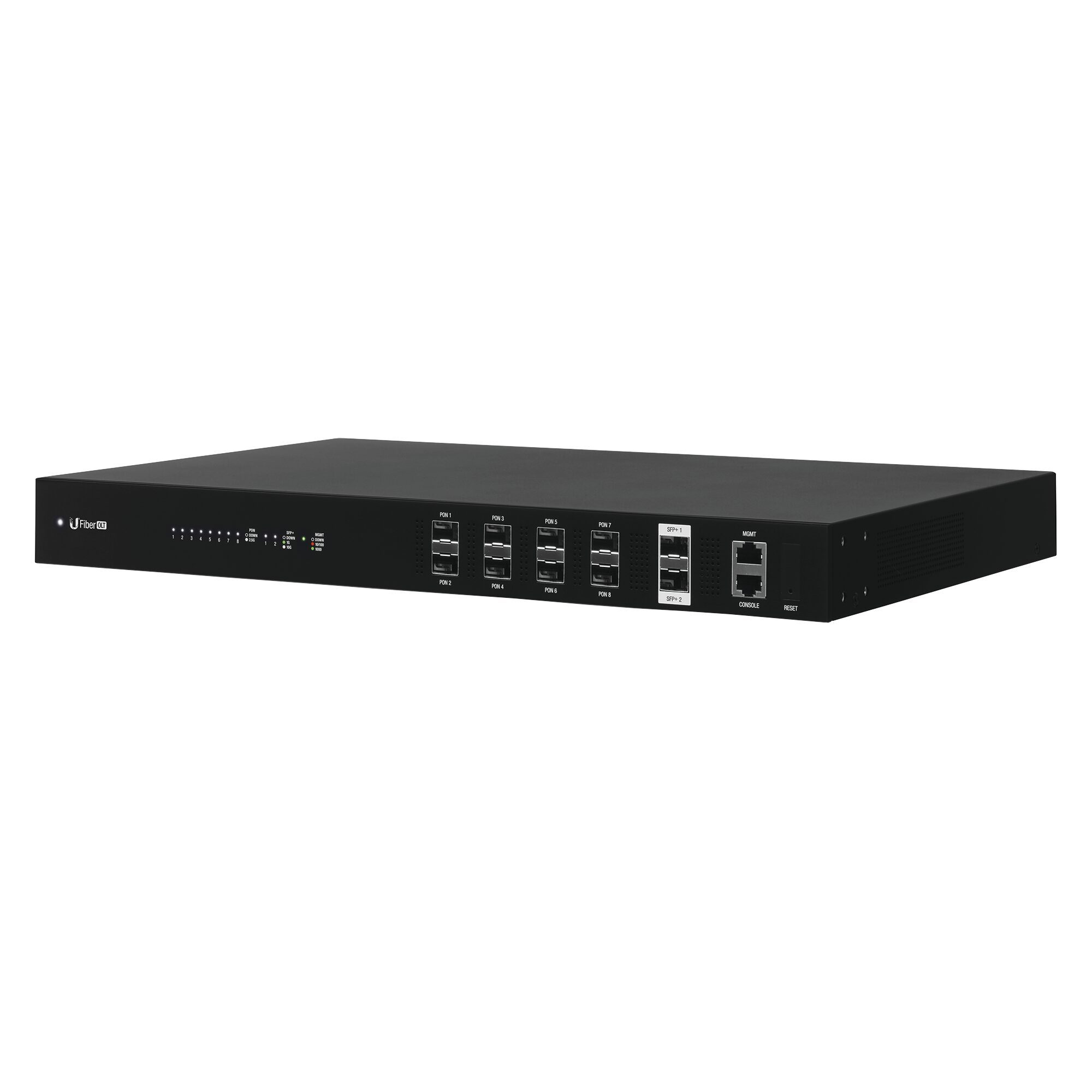 UFiber GPON OLT, Terminal de línea óptica hasta 1024 ONUs concurrentes, con 8 puertos SFP GPON + 2 puertos SFP+ 10 G UF-OLT