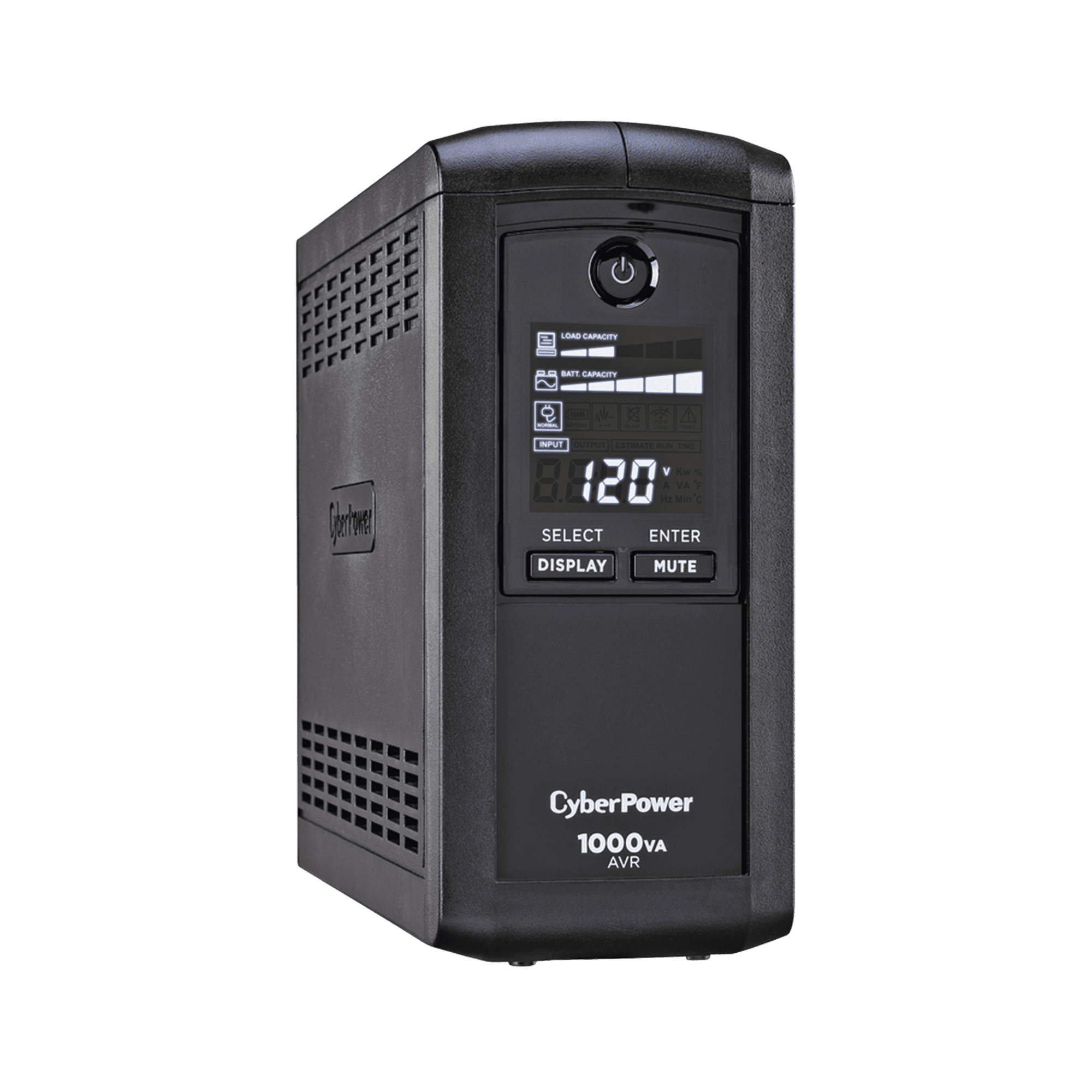 UPS de 1000 VA/600 W, Topología Línea Interactiva, Entrada 120 Vca NEMA 5-15P, Tipo Mini Torre, Con 9 Tomas NEMA 5-15R CP1000AVRLCDA