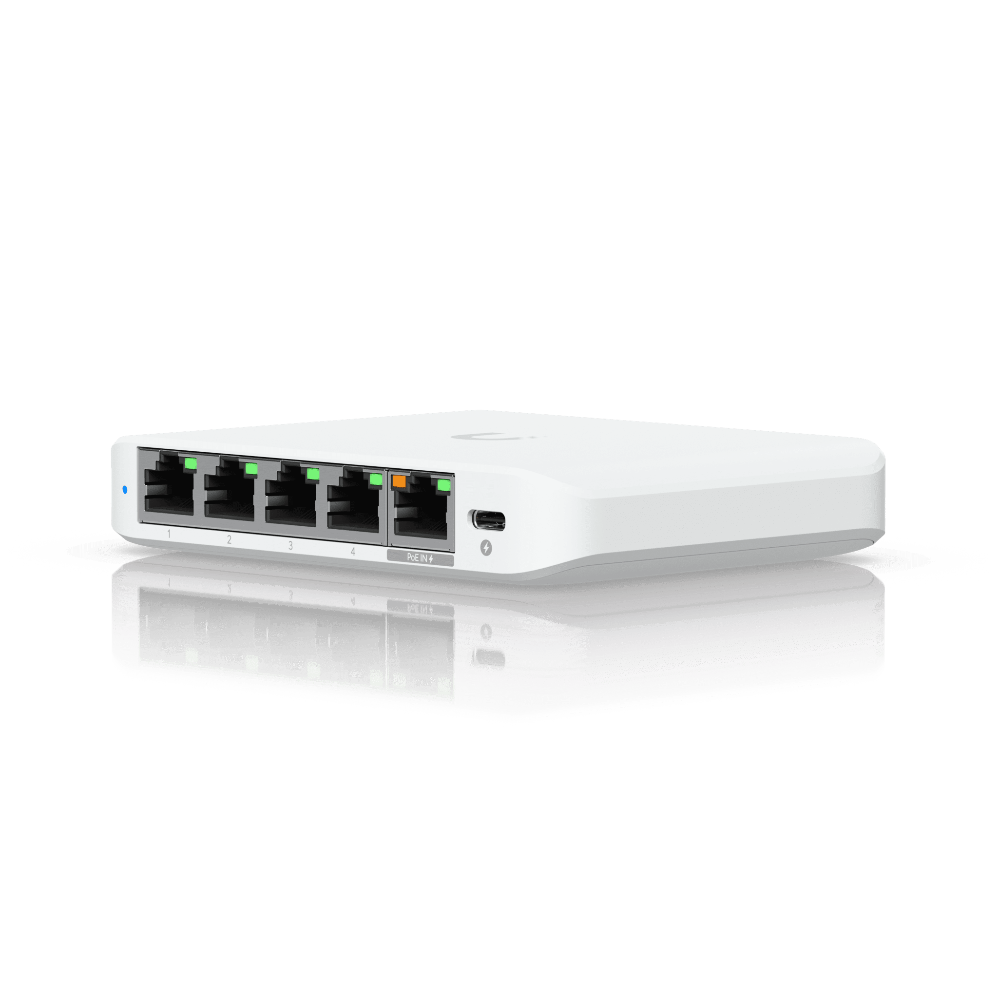 USW Flex Mini 2.5G Switch de 5 puertos 2.5G, Compacto, para Escritorio, se puede Energizar por PoE o con un Adaptador tipo USB-C USW-FLEX-2.5G-5