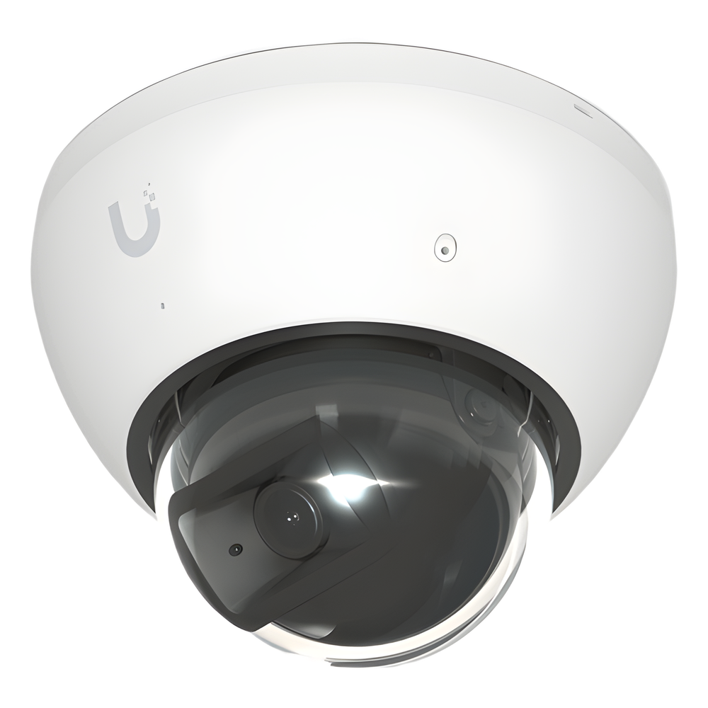 Cámara UniFi Protect G5 AI Dome Blanco, Para Interior o Exterior, 4K (8MPX), Ángulo 109.9°. Visión Nocturna IR Hasta 40m, Detecciones Inteligentes de Rostros y Placas, Audio Bidireccional, Protección IP66, Anti-Vandalismo UVC-AI-DOME-W