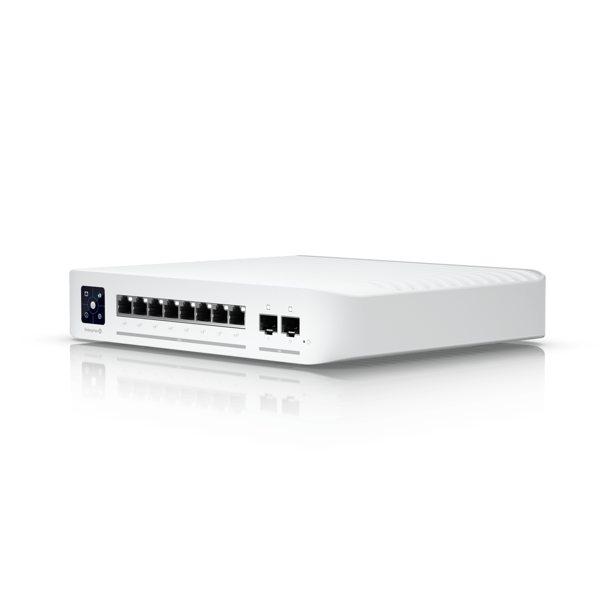 UniFi Switch Empresarial Capa 3 de 8 Puertos PoE 802.3af/at 2.5G + 2 Puertos 1/10G SFP+, 120W, Pantalla Informativa USW-ENTERPRISE-8-POE