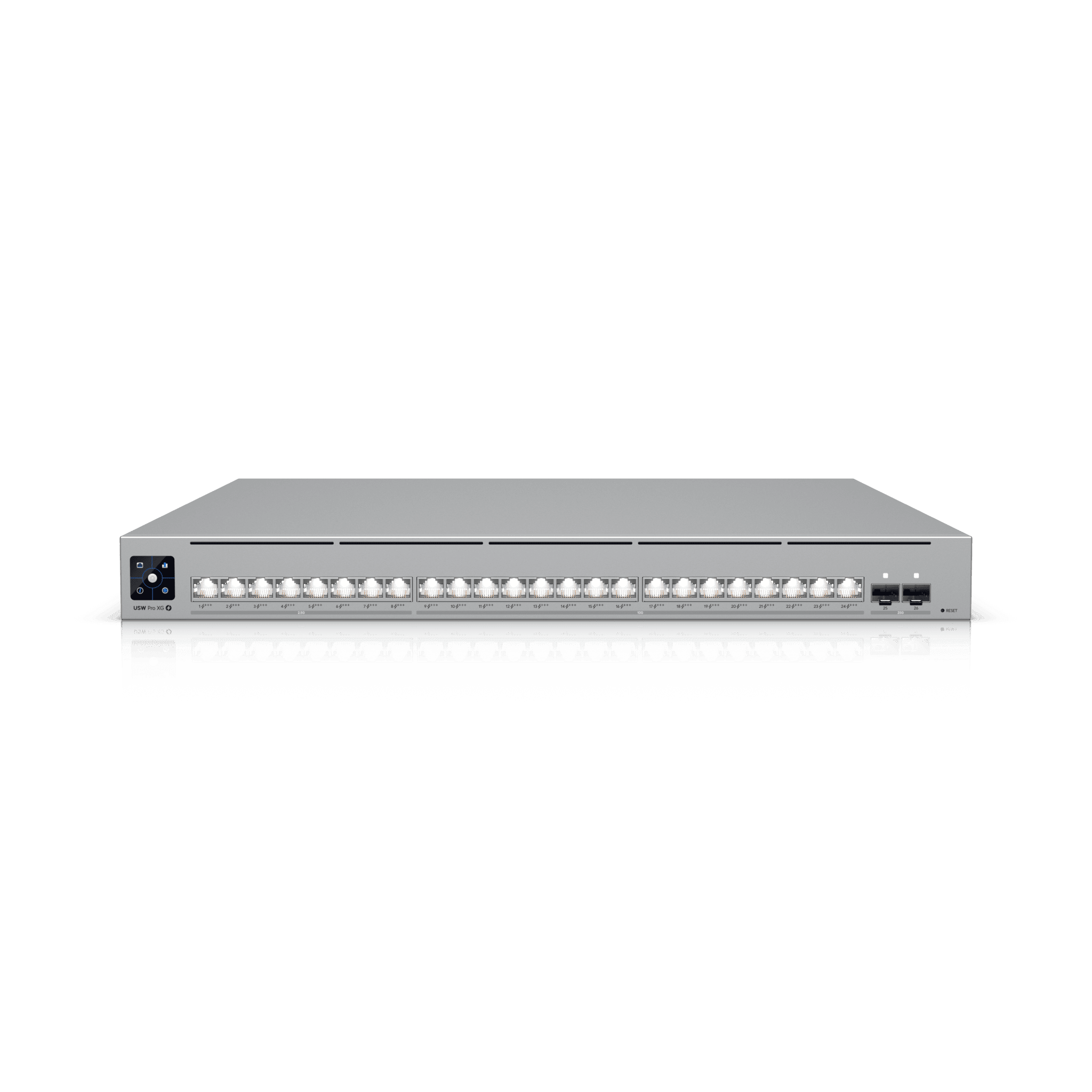 UniFi Switch USW-Pro-XG-24-PoE / Capa 3 / 24 puertos PoE+++ (16 × 10 GbE, 8 × 2,5 GbE) + 2 puertos SFP28 25 G / 720 W PoE total USW-PRO-XG-24-POE