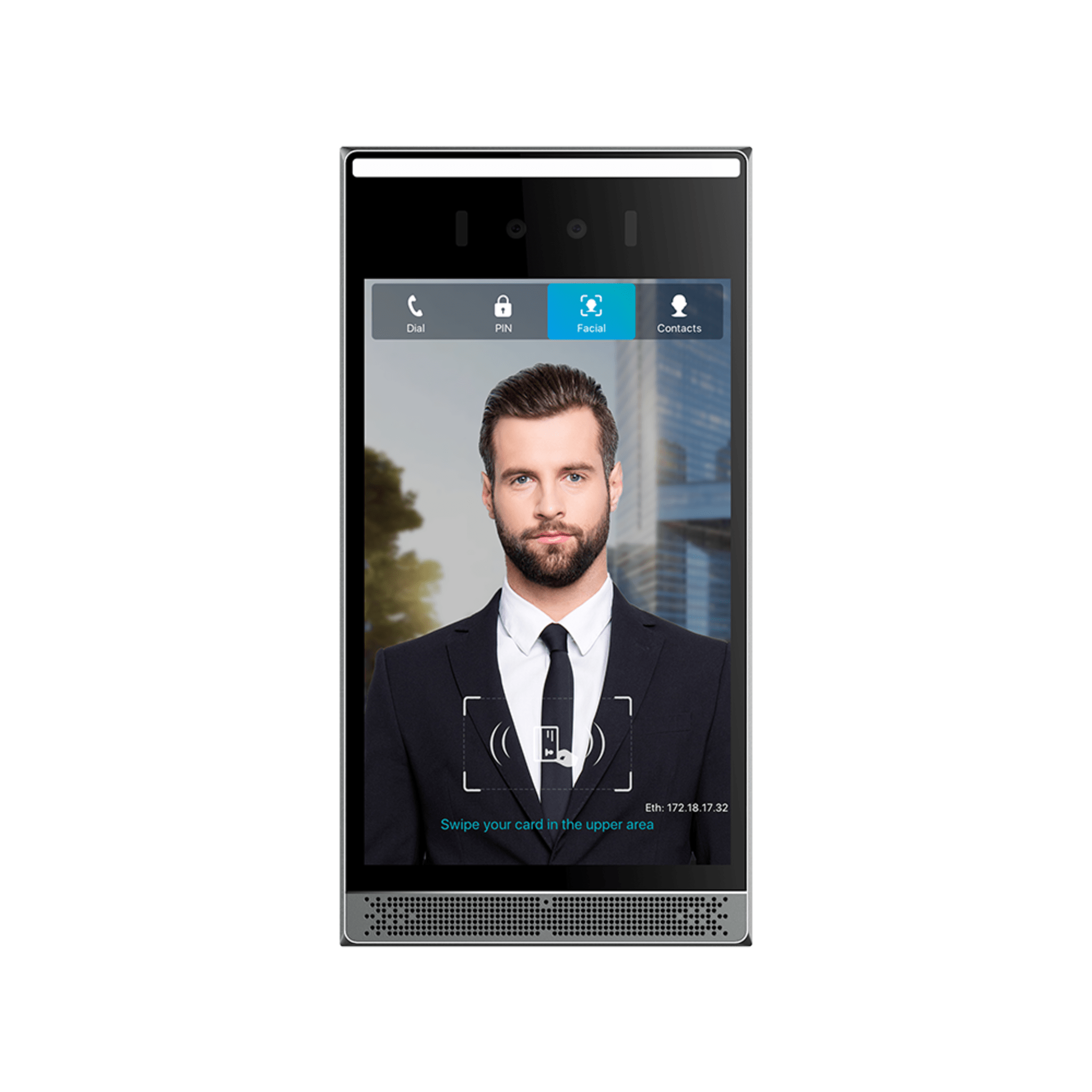 Videoportero IP SIP con Reconocimiento Facial, 8" IPS, 10,000 rostros, anti-suplantación, IP66/IK07, PoE I68