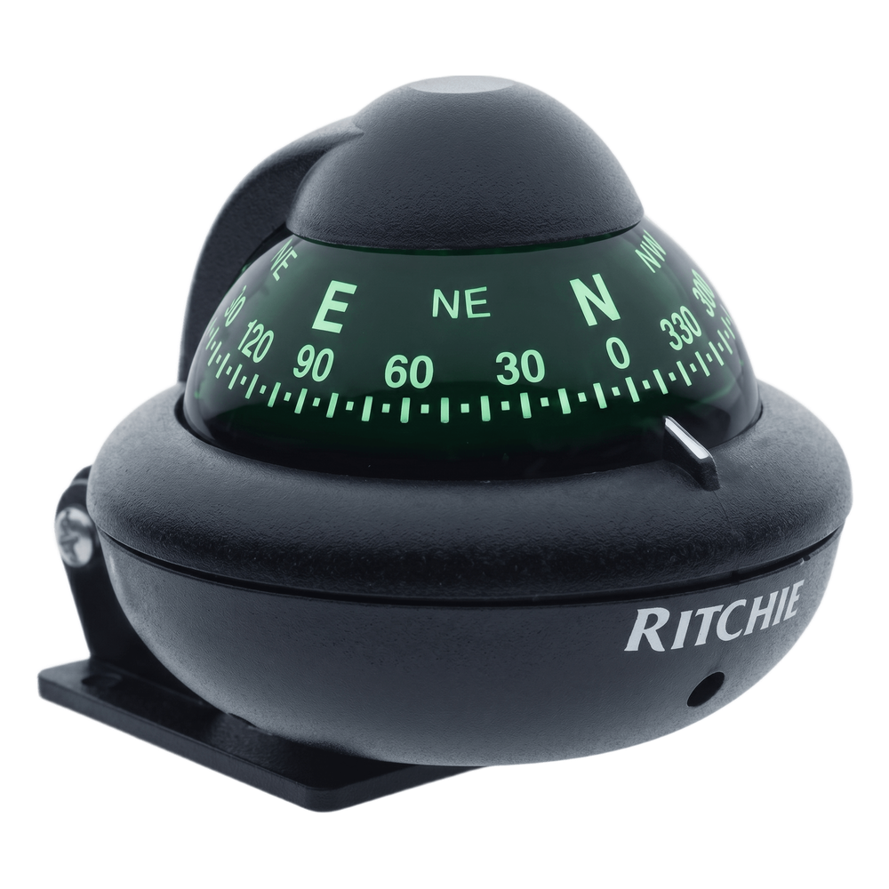 Brújula Magnética RitchieSport Compass color negro / 2 Pulgadas (51 mm) Dial Directo / Alta Visibilidad / Iluminación Nocturna Verde Interna / Montaje Reversible 300 Grados / Compensadores Internos / Construcción Composite Alta X-10B-M