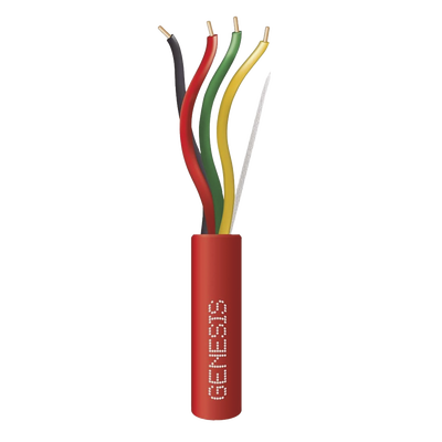 Carrete de Alambre 305 Metros (1000 Pies) / 4 x 16 AWG / Riser / Color Rojo / Tipo FPLR, CL3R, (UL) FT4 / Para Aplicaciones en Sistemas de Detección de Incendio y Sistemas de Evacuación 4312-1004