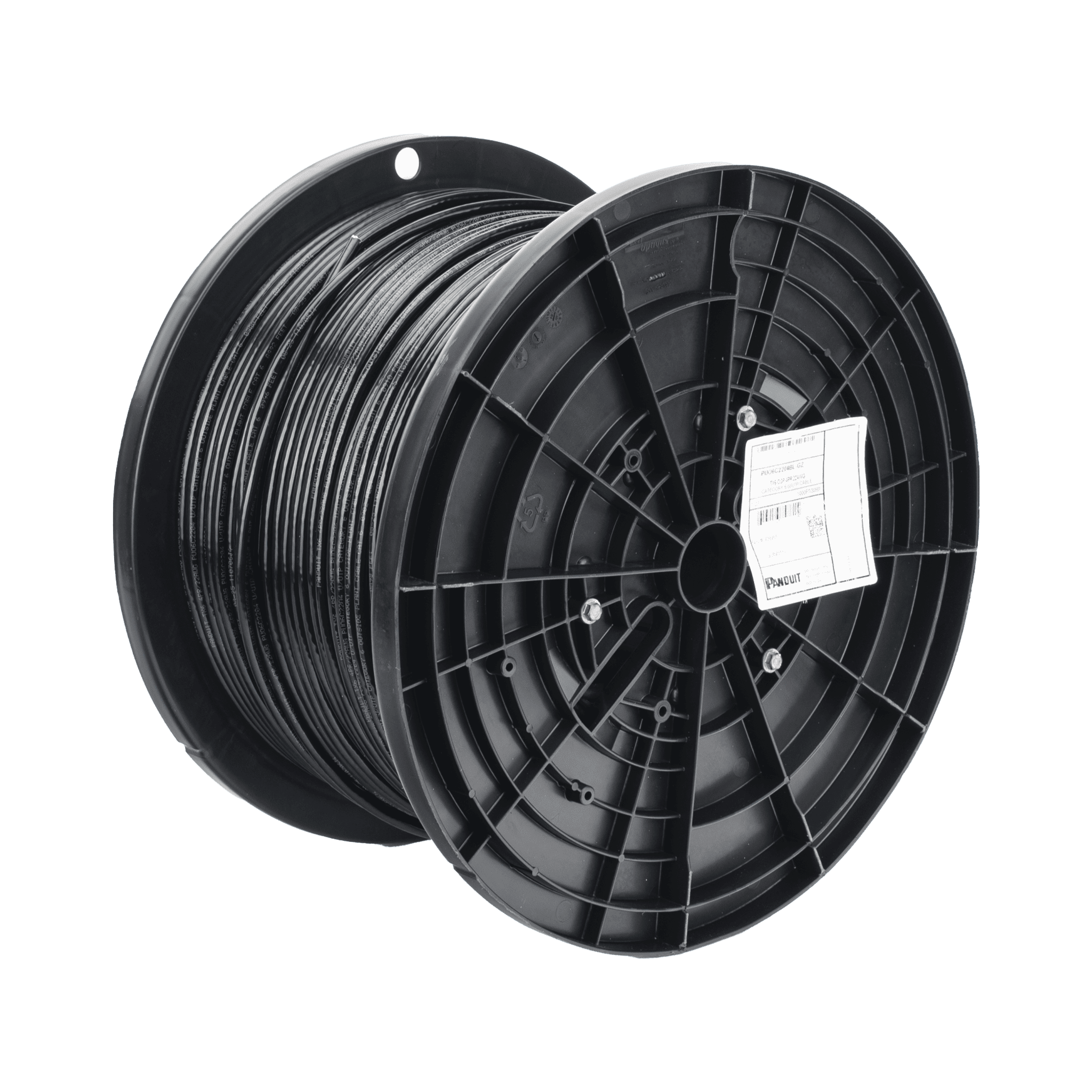 Bobina de Cable UTP de 4 Pares OSP (Planta Externa), Cat6 de Rango Extendido, 22 AWG, Color Negro, 305 Metros (1000 Pies). PUO6C2204BL-GZ