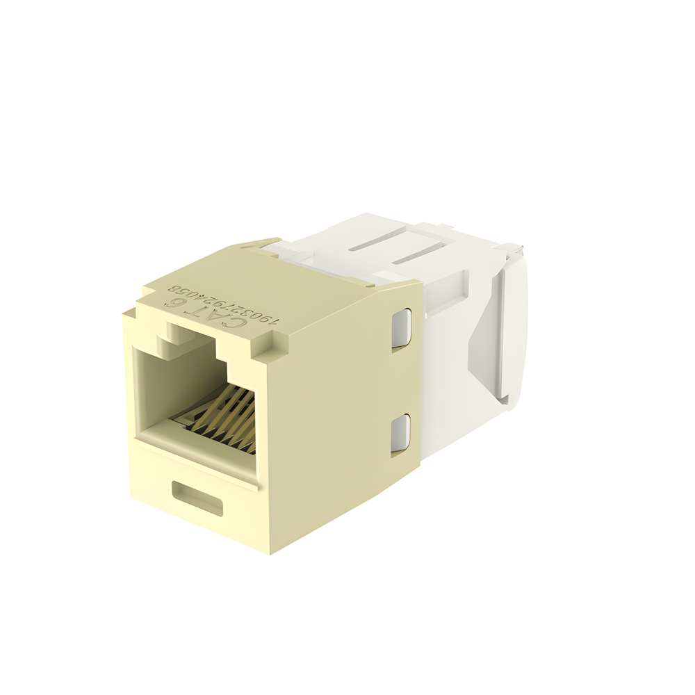 Conector Jack RJ45 Estilo TG, Mini-Com, Categoría 6, de 8 Posiciones y 8 Cables, Color Marfil CJ688TGEI