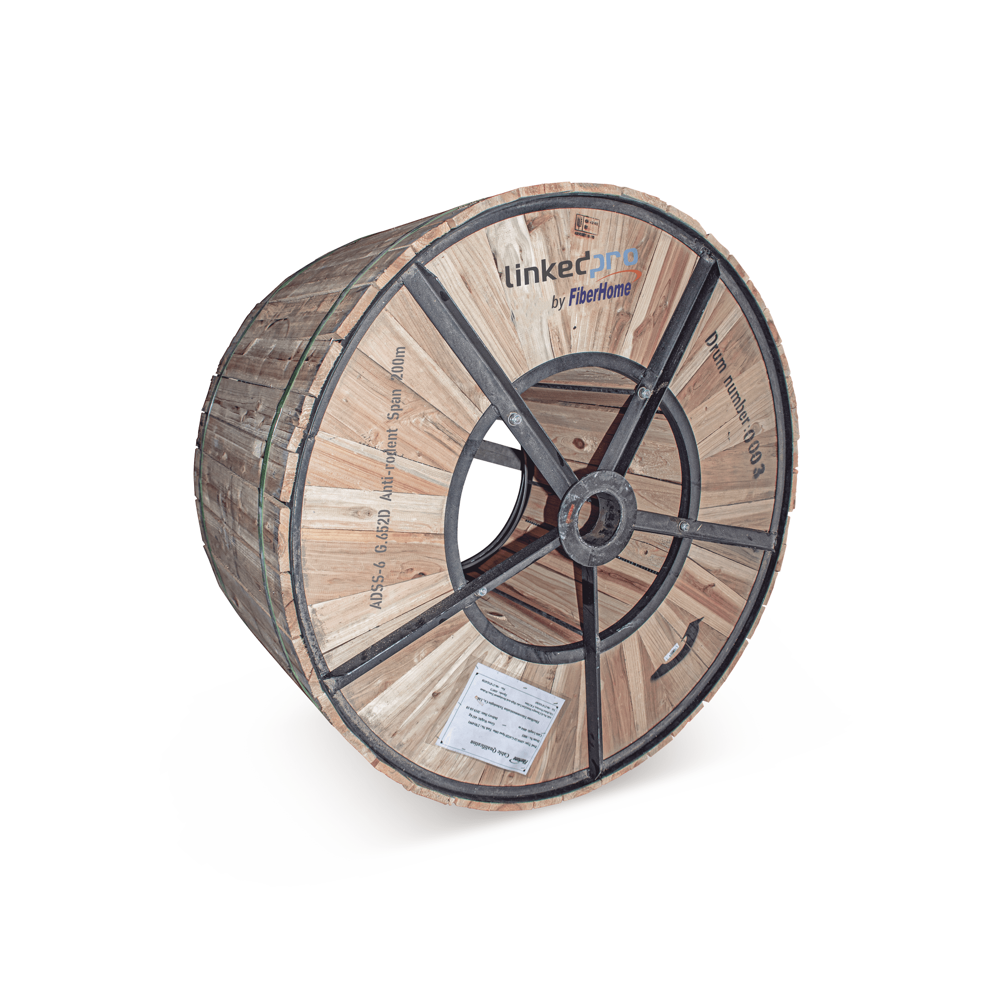 Carrete de 4 km de Fibra Óptica (ADSS) G.652D Armada Anti roedor, Dieléctrica, Monomodo 6 Hilos, Span 200 (Para instalaciones aéreas, en tubería o enterrado directo) OC-ADSS-ARMD-06C/4KM