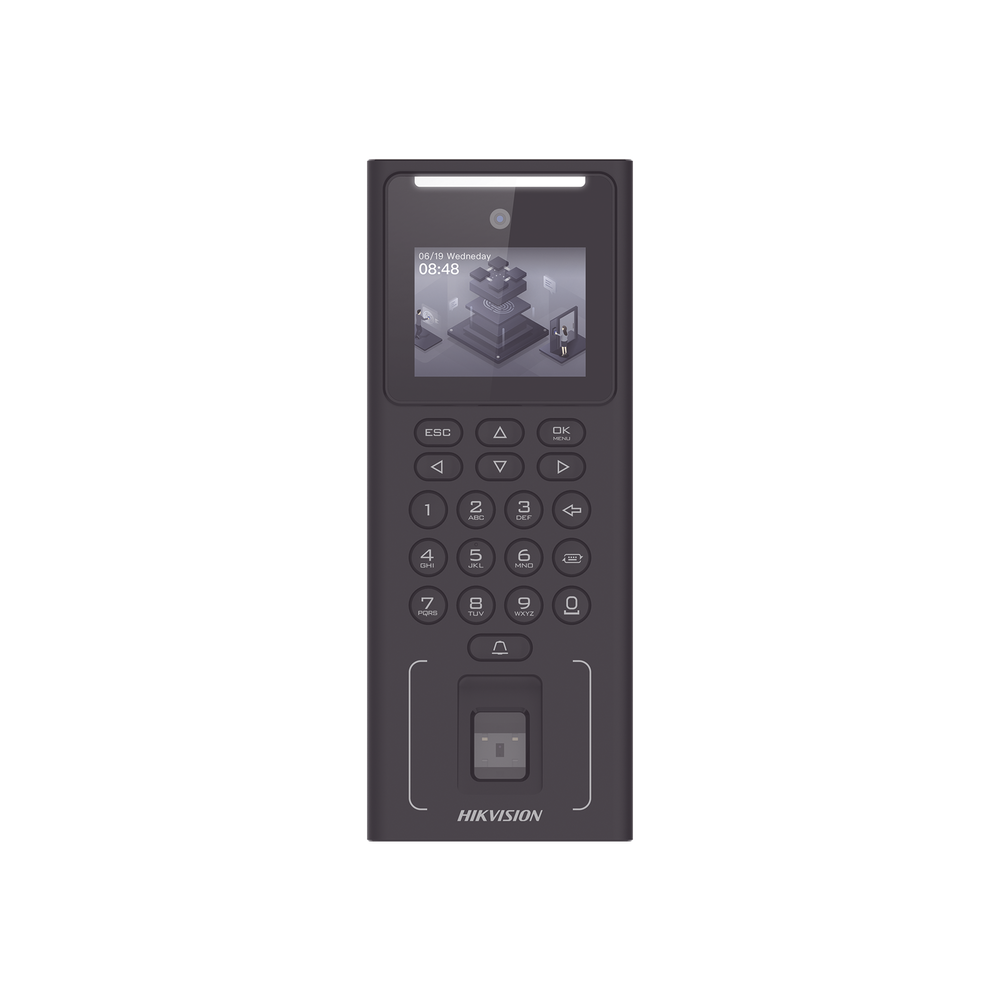 Terminal Facial Min Moe WIFI con Batería de Respaldo / Administrable por Smartphone o Nube /  Acceso y Asistencia /500 Rostros y Lector de Tarjetas MIFARE / 3,000 Huellas / 3,000 Tarjetas DS-K1T321MFWX-B/S