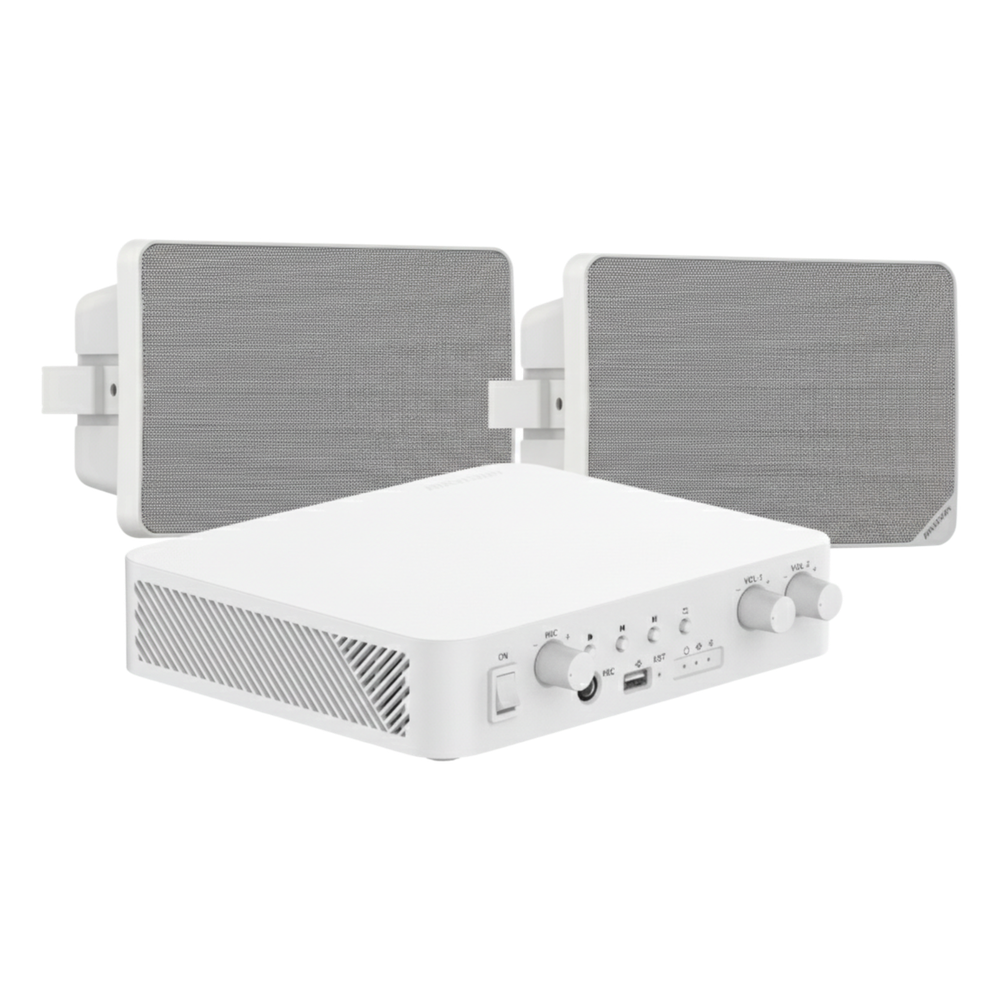 Kit de Audio | 70/100V | 2 Altavoces de pared | Bluetooth | Color Blanco | Hik-Connect DS-QAE-KIT-0120G