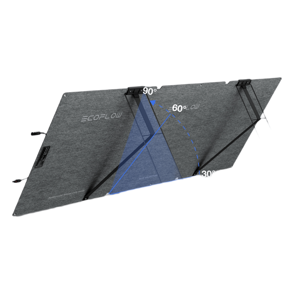 Módulo Solar Bifacial, Portátil y Flexible de 160W Recomendado para Estaciones Portátiles EcoFlow / Ajuste de Ángulo / Carga Eficiente / Incluye Cable XT60 a MC4 EFFOLD160LW