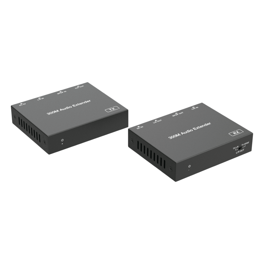 Extensor de Audio | Digital Óptico y Analógico | Transmisión hasta 300 m | Soporte 48/96/192 kHz | Selección de salida en receptor | Función POC bidireccional | Plug-and-Play | Ideal para HDTV, AVR y sistemas multizona EPC-EDA300S