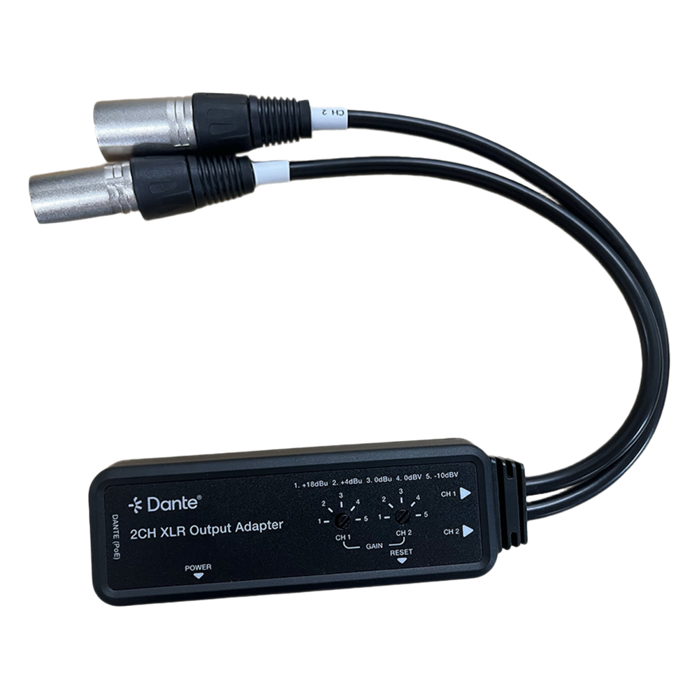 Extensor de Audio Dante® 2CH XLR Output Adapter | Entrada Digital Dante® | Salida XLR Balanceada/No Balanceada | Latencia Configurable 1-5ms | HDMI 1.4 | HDCP 1.4 | PoE IEEE802.3af | USB-C | Transmisión 100m EPP-AUD2XDE