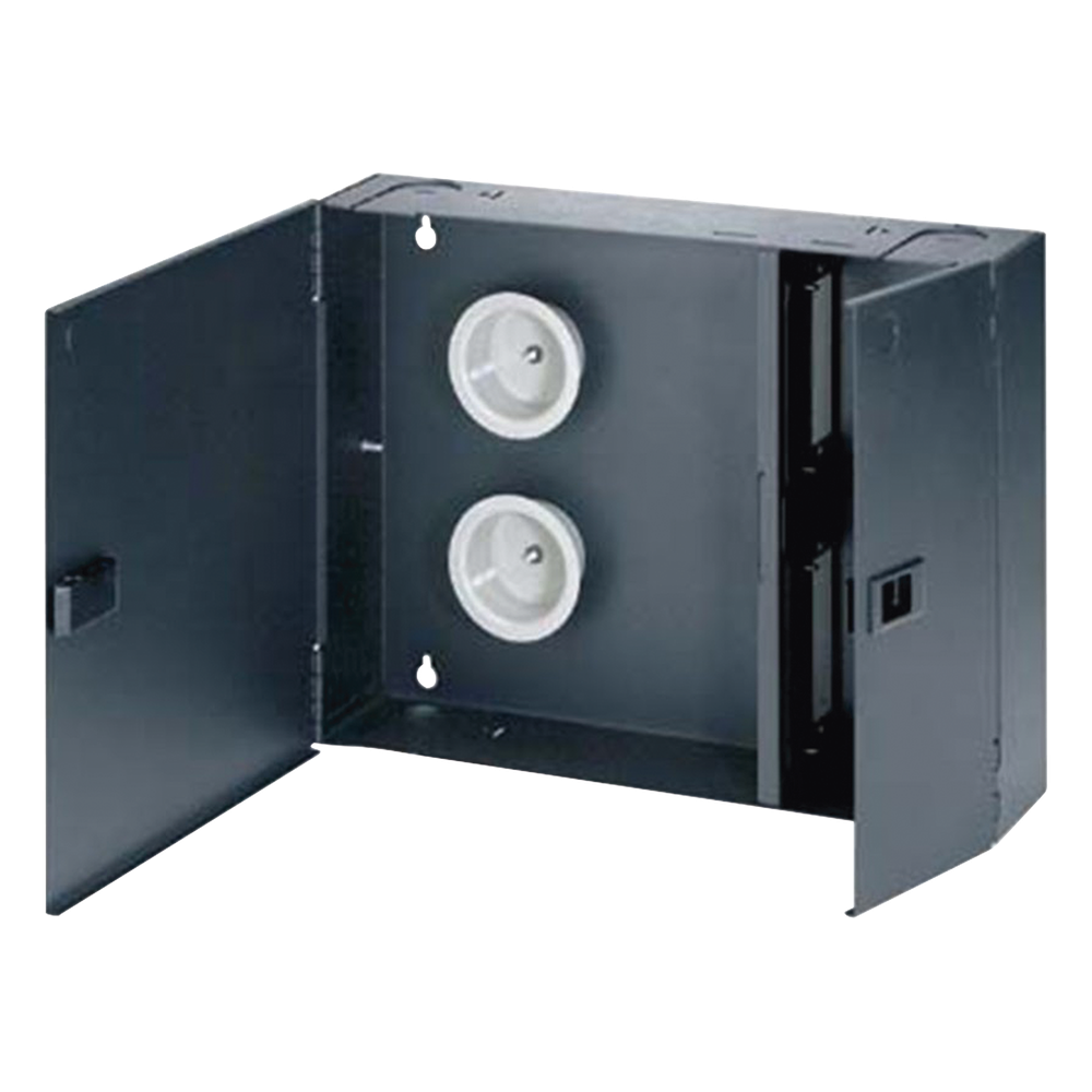 Caja de Conexión de Fibra Óptica, Para Montaje en Pared, Acepta 4 Placas Acopladoras FAP o FMP, Hasta 96 Fibras, Color Negro FWME4