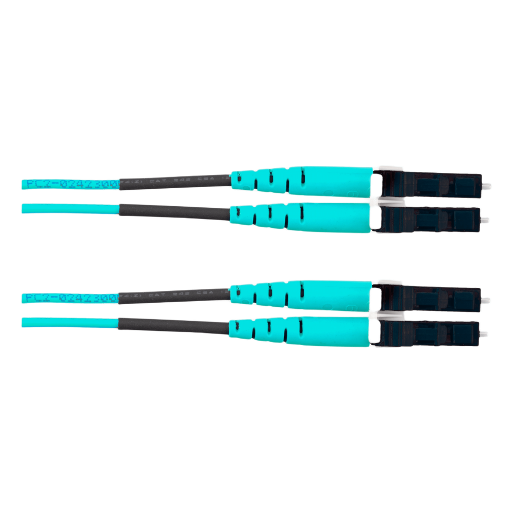 Jumper de Fibra Óptica Multimodo 50/125 OM4, LC-LC Duplex, OFNR (Riser), Color Aqua, 40 Metros (131.23 Pies) FZ2ERLNLNSNM040