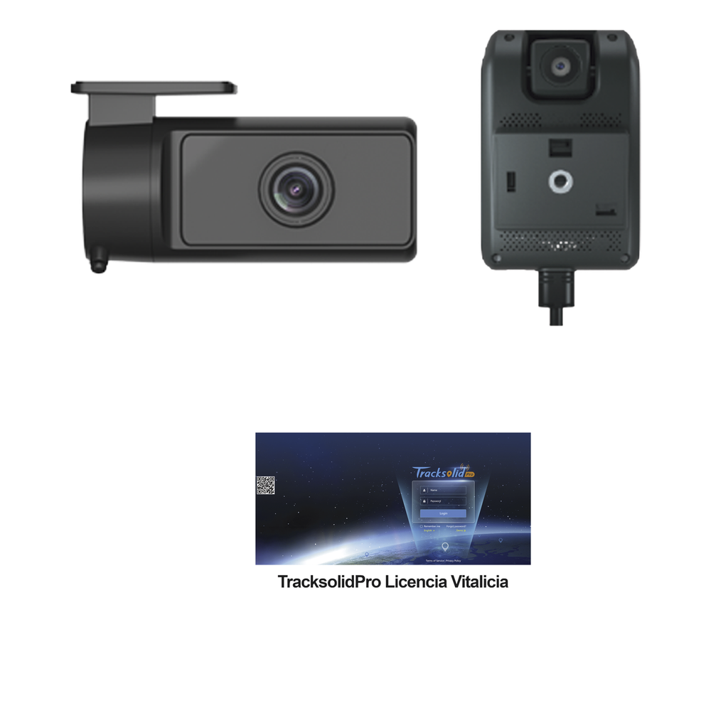 KIT Dashcam con sistema de control ADAS (asistencia de manejo) y Camara de cabina (CI03) / Multiples alarmas /Comunicación dos vías / ideal para flotas vehiculares / Facil instalacio / Incluye licencia vitalicia plataforma TrackSolidPro JC261CI03V
