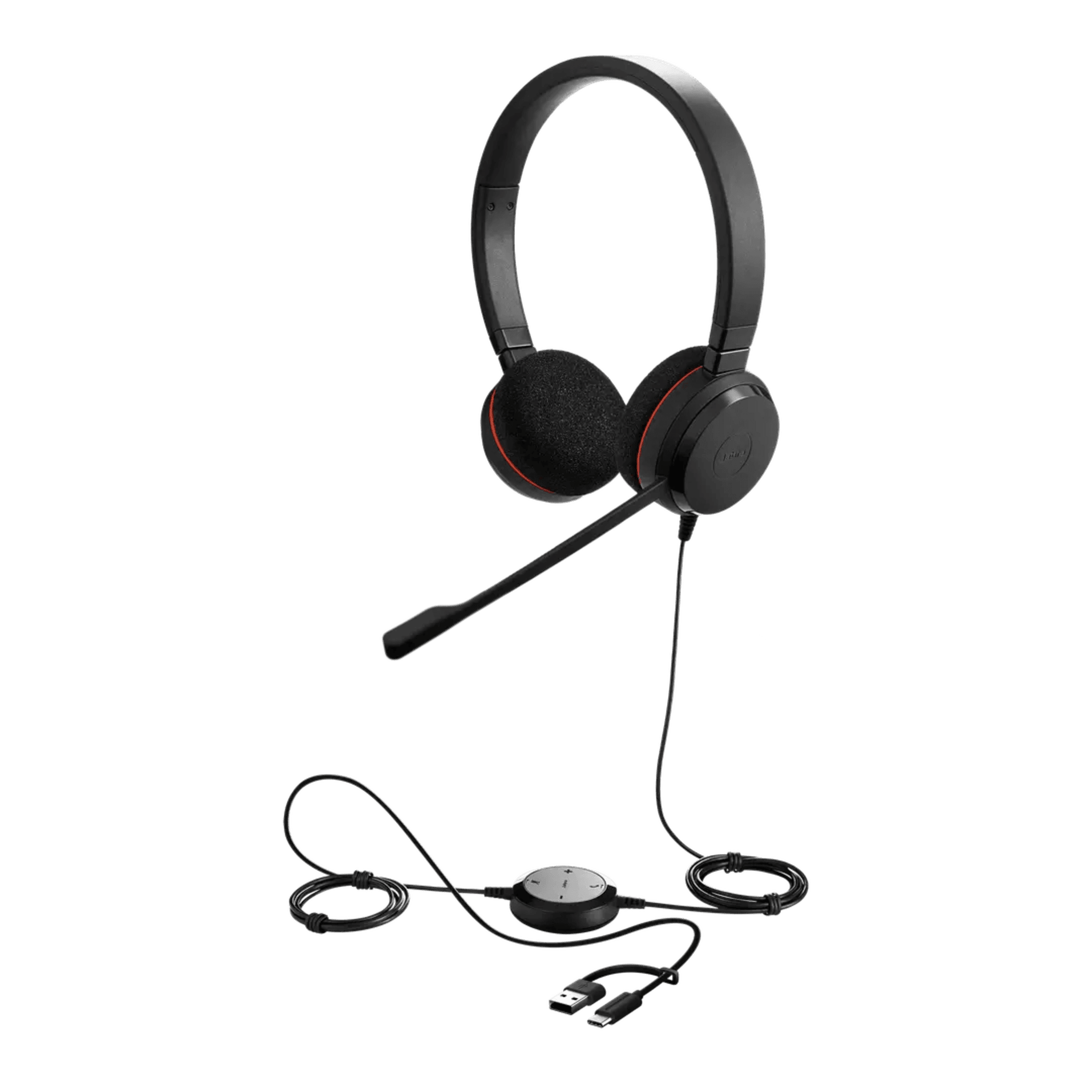 Jabra Evolve 20 DUO con Conexión USB C/A, Micrófono con Cancelación de Ruido de Ultima Generación, Configuración Plug and Play (4999-823-169) EVOLVE20-DUO-MS-USB-C/A