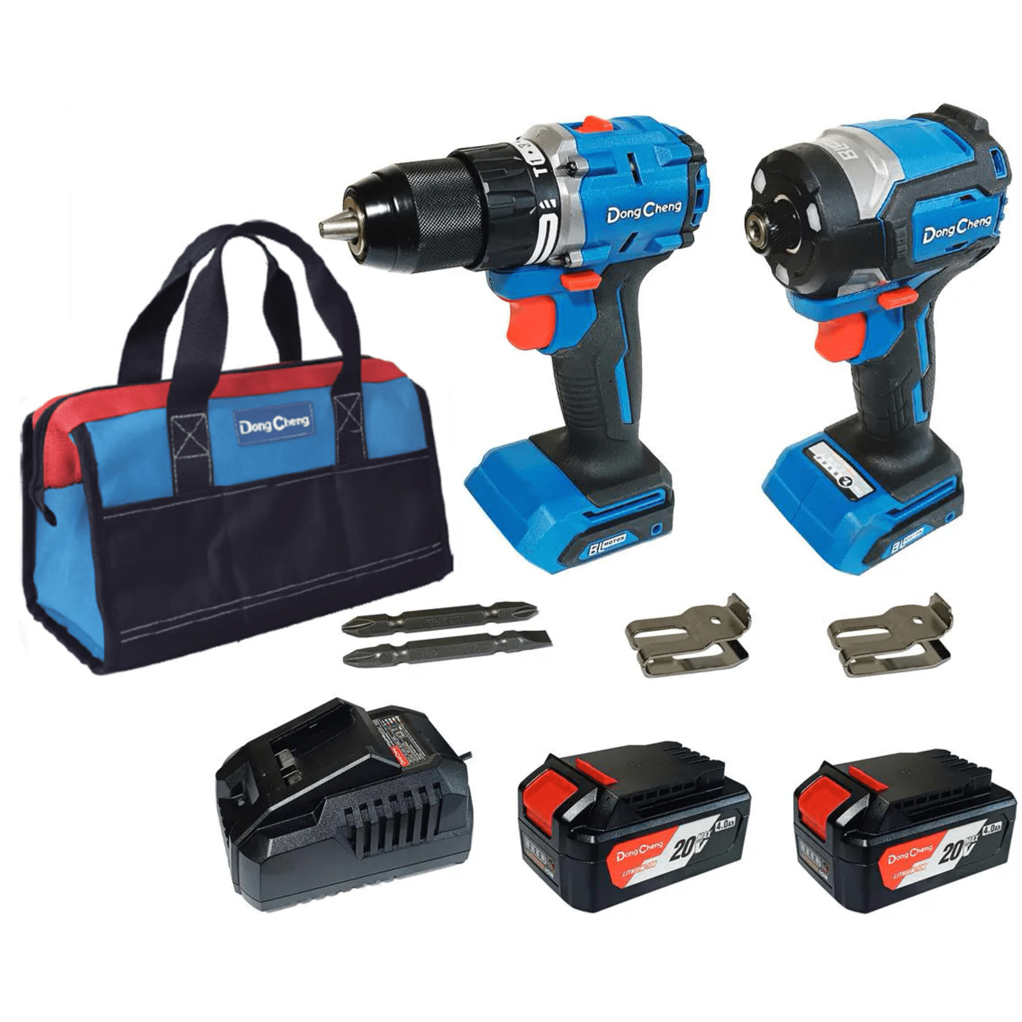 Kit Herramienta Taladro más Atornillador 20V, incluye cargador, 2 Baterías y Bolsa para Transporte. DNG-KTP01