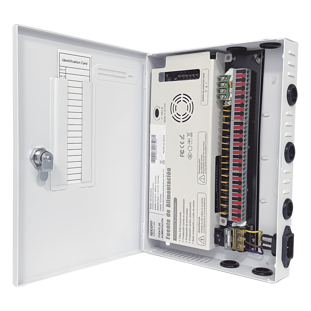 Fuente PREMIUM / 11-15 V / 18 canales / 30 A / Alta tecnología en seguridad / Doble ventilador / Hasta 1.85 Amperes por Salida / Filtro de Ruido por canal / Diseño de alta gama. NXP18DC30HD