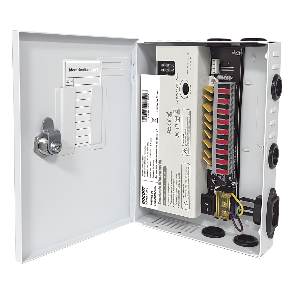 Fuente / 11-15 V / 9 canales / 16 A / Alta tecnología en seguridad / Doble ventilador / Hasta 1.8 Amperes por Salida / Filtro de ruido por canal / Diseño de alta gama. NXP9DC16HD